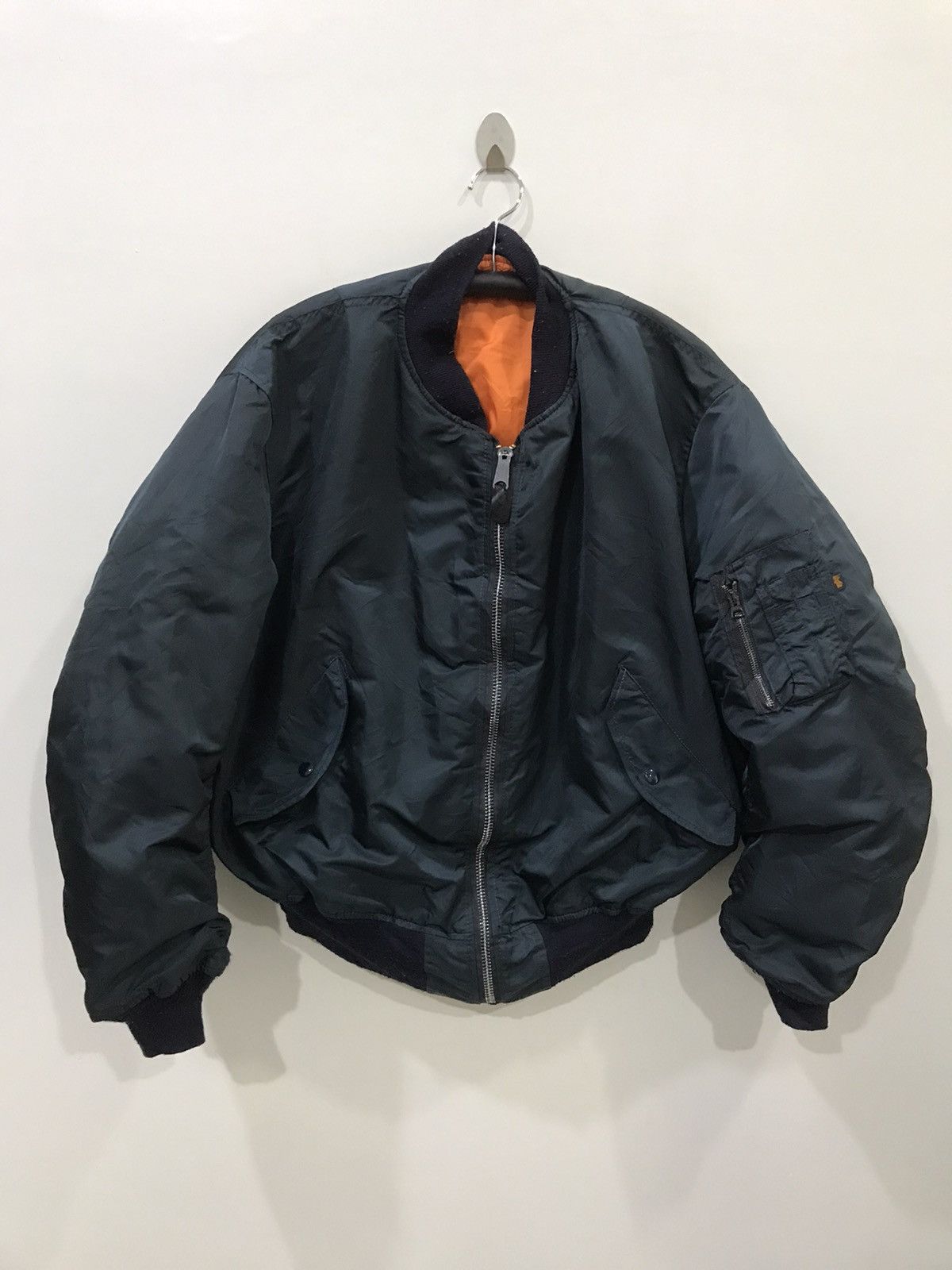 image of Alpha Industries x US Air Force Vintage 80's Alpha Ind Us Air Force Reversible Flight Jacket in Dar