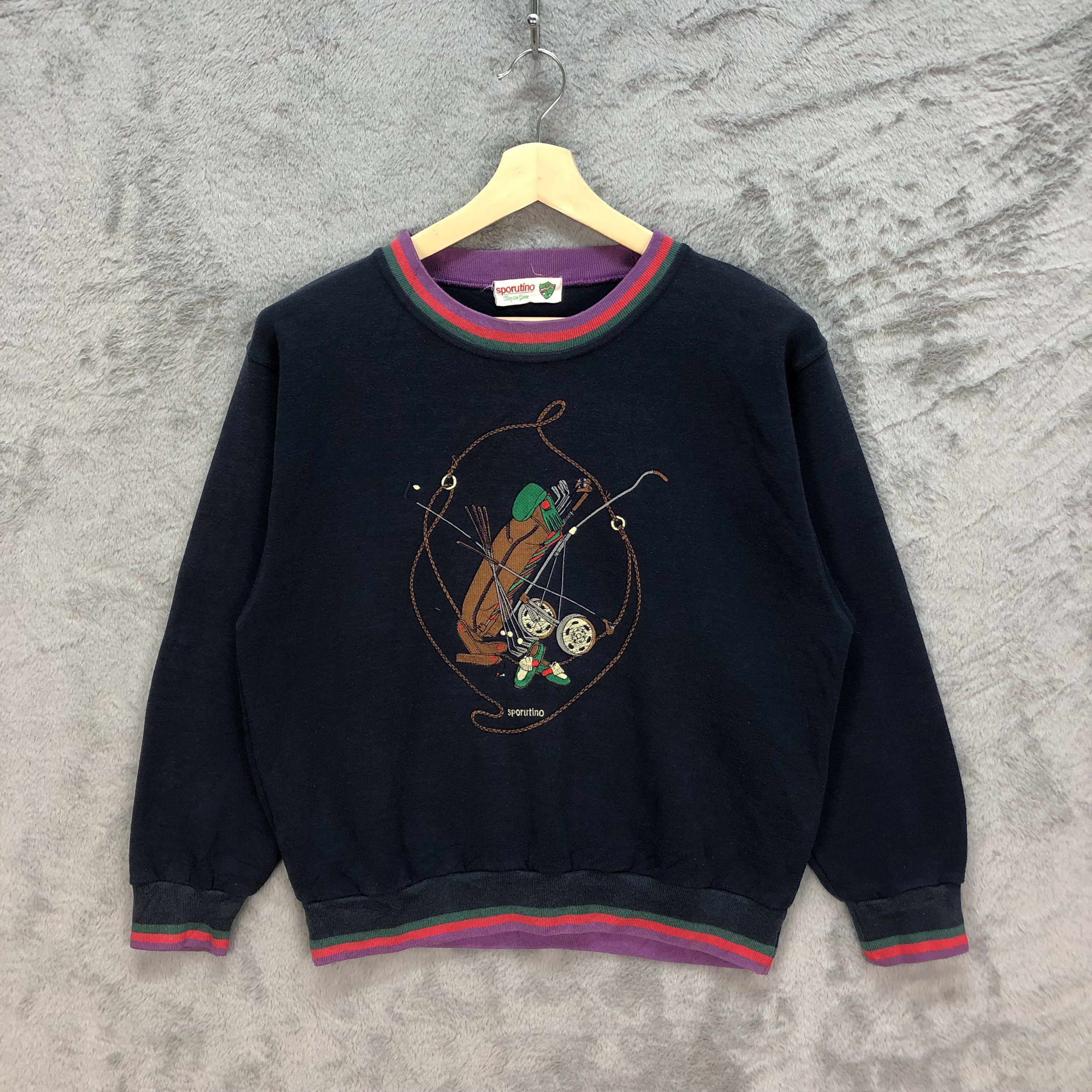 Japanese Brand Sporutino Play The Games Golfer Sweatshirts #6038-218 Size M / US 6-8 / IT 42-44 - 1 Thumbnail