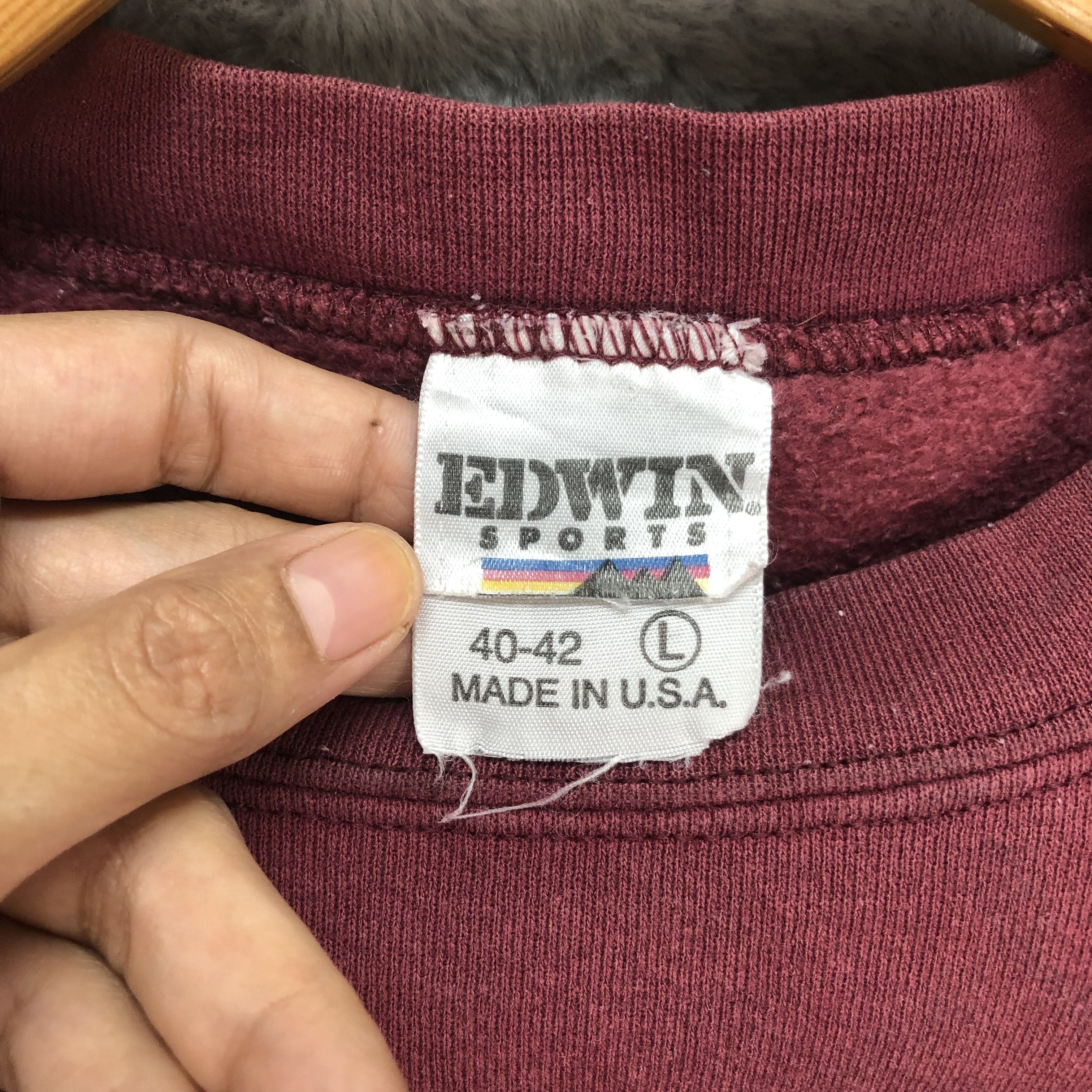 Edwin VINTAGE 90's EDWIN MADE IN USA PLAIN SWEATSHIRTS #5160-176 Size US L / EU 52-54 / 3 - 7 Thumbnail