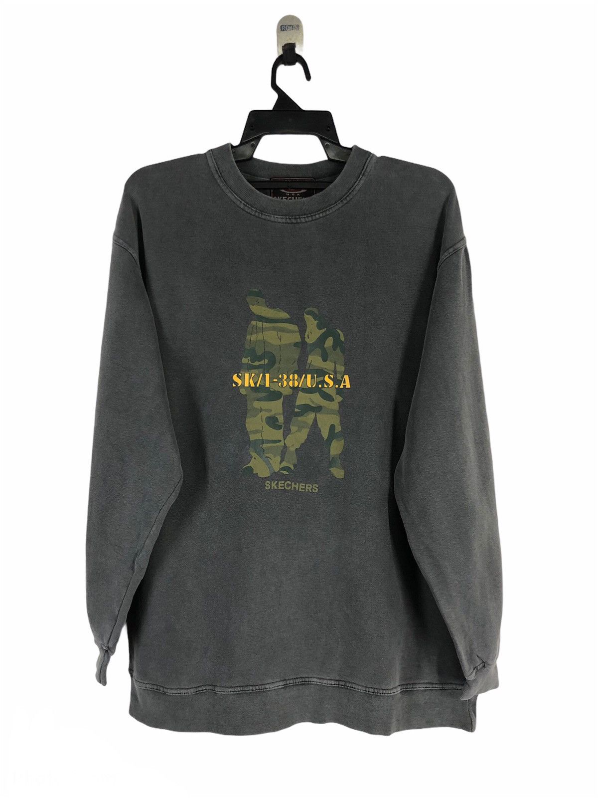 image of Skechers x Vintage 90's Sketchers Usa Army Sweatshirt Crewneck Cw21 in Black, Men's (Size Large)