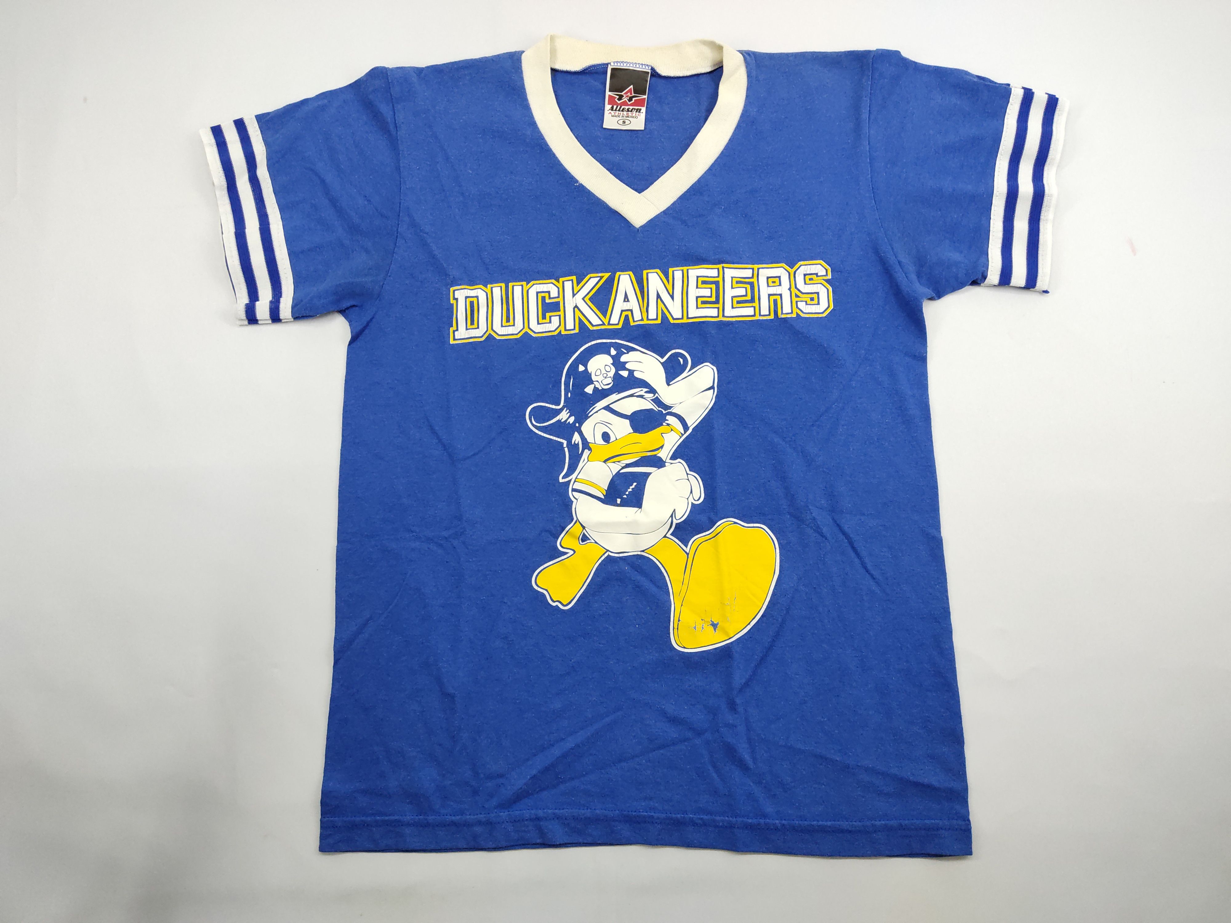 image of Don Alleson Athletics Canadian 5050 Alleson Athletics Duckaneers V Neck 50/50 Sportswear Tee in Blu
