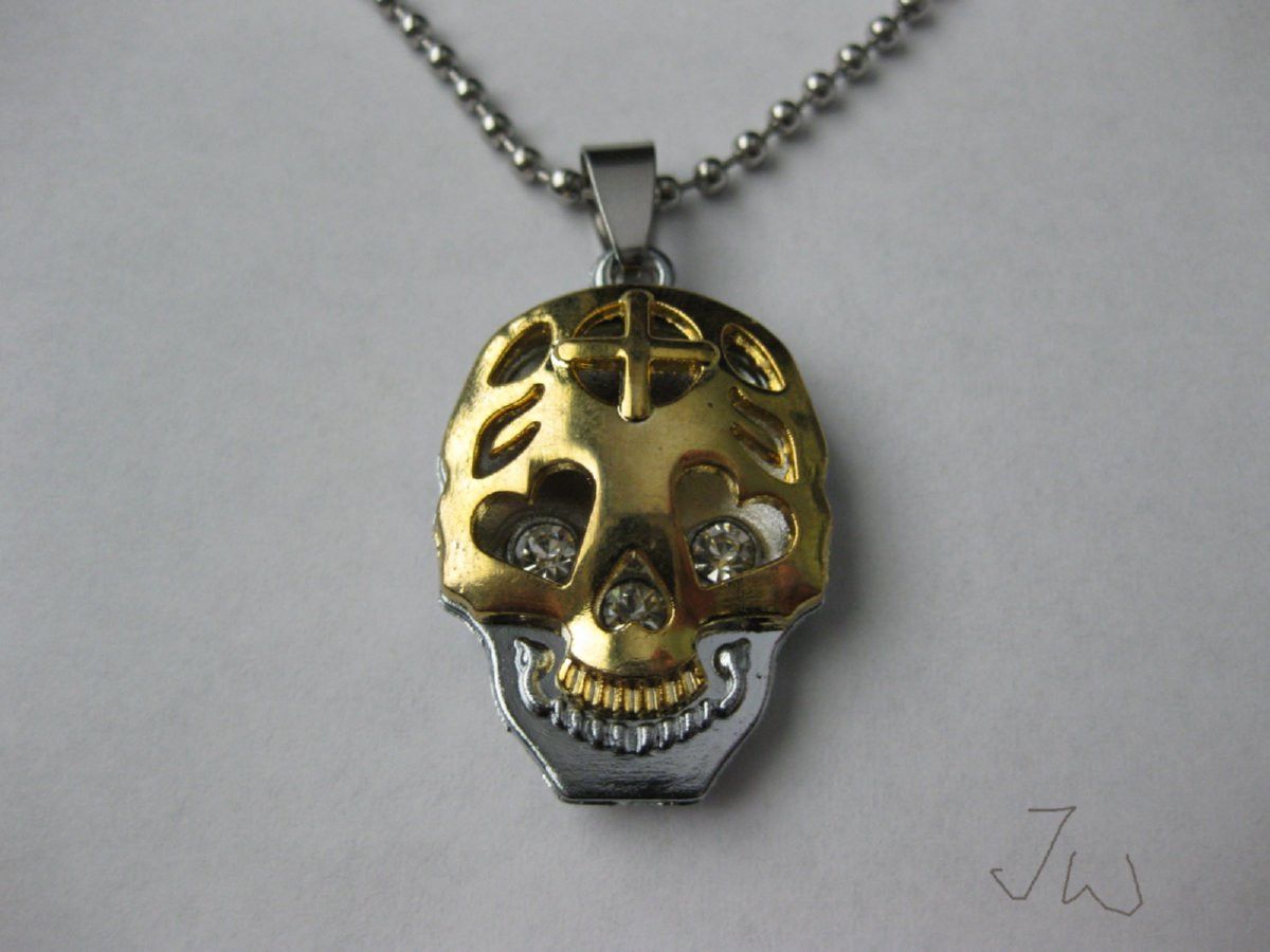 Jewelry Gold Skull Pendant Stainless Steel Necklace Size ONE SIZE - 2 Thumbnail