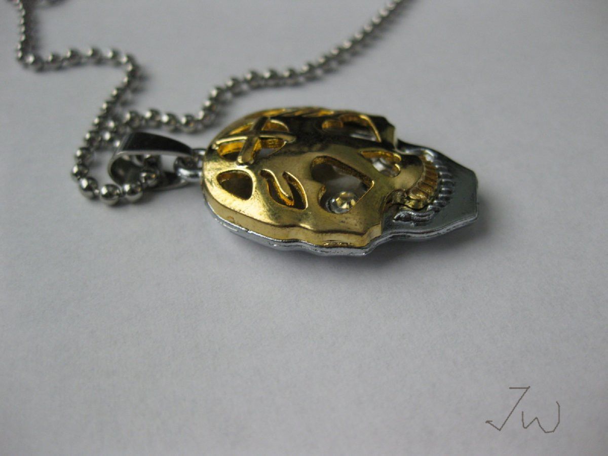 Jewelry Gold Skull Pendant Stainless Steel Necklace Size ONE SIZE - 4 Thumbnail
