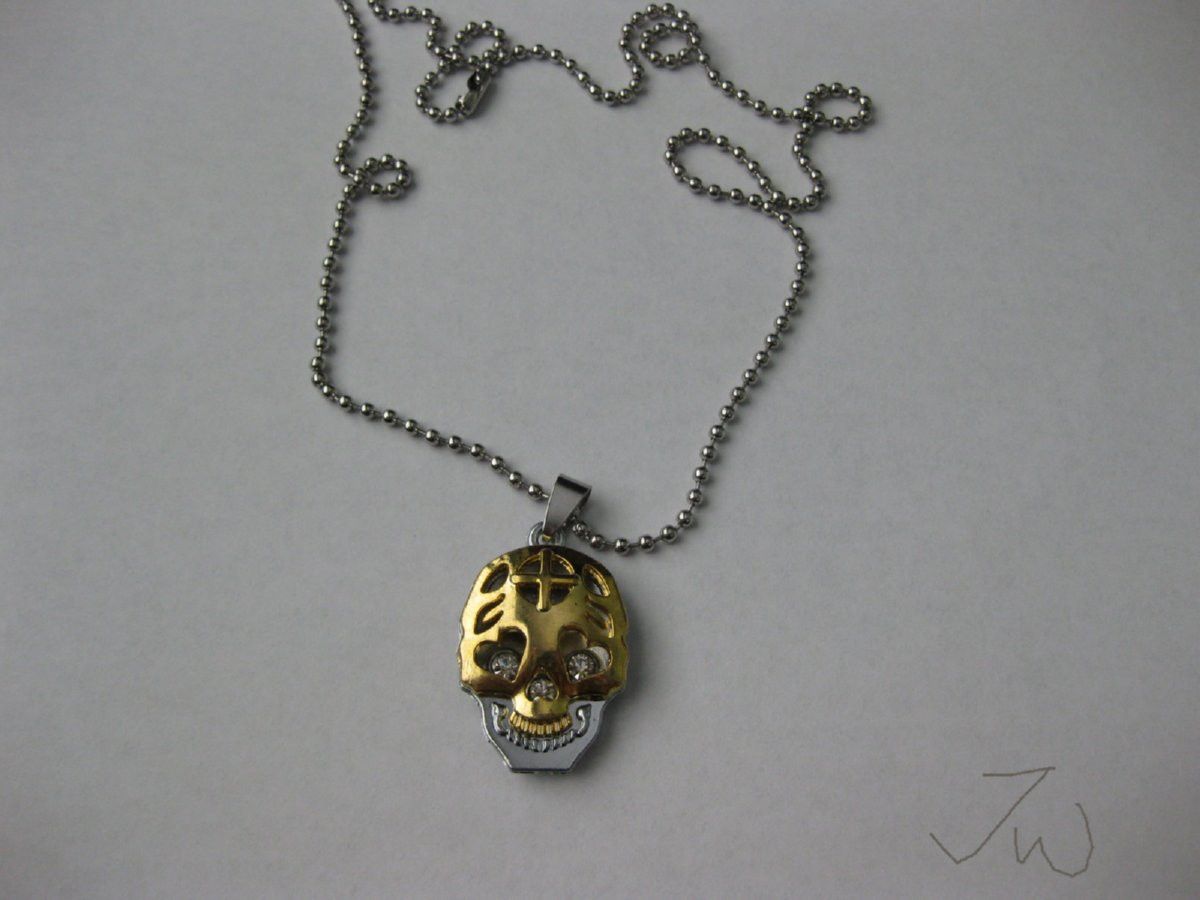 Jewelry x Jw Gold Skull Pendant Stainless Steel Necklace in Silver, Men's