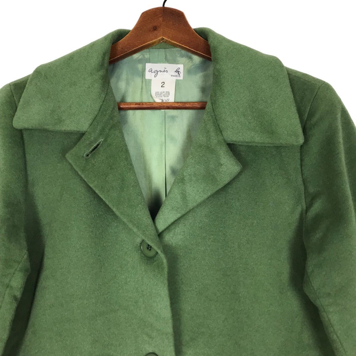 agnes b. Vintage Agnes B. Paris Green Wool Jacket Made In Japan Size M / US 6-8 / IT 42-44 - 3 Thumbnail