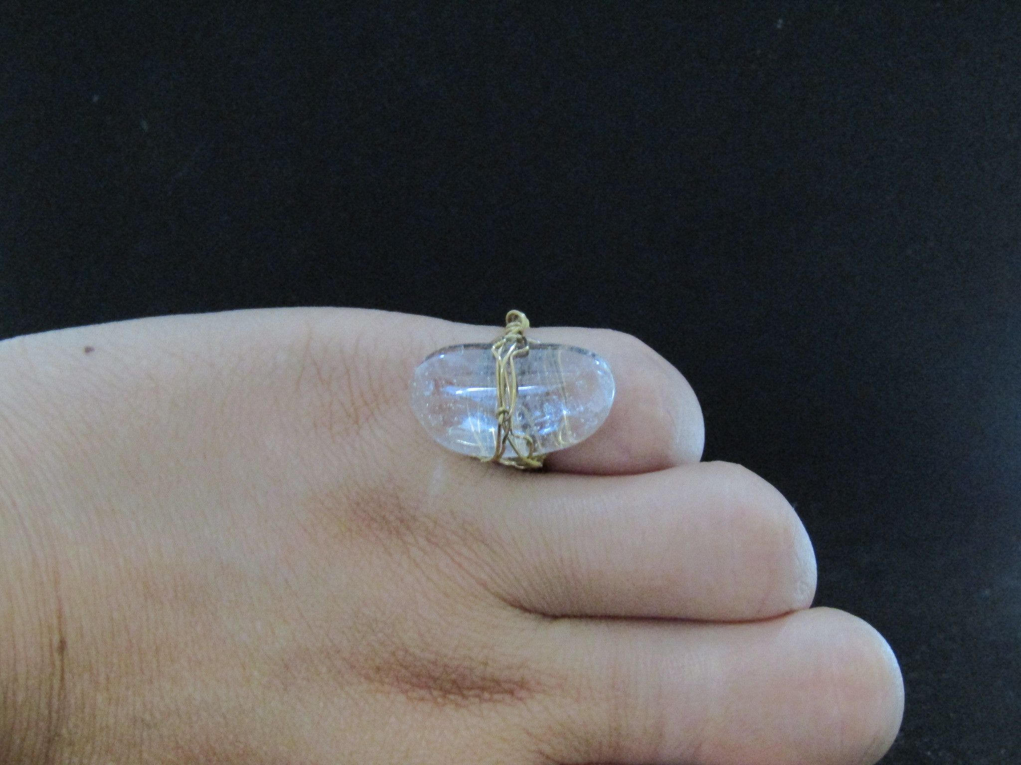 Handmade Clear Glass Wired Ring - Size 4.75 Size ONE SIZE - 4 Thumbnail
