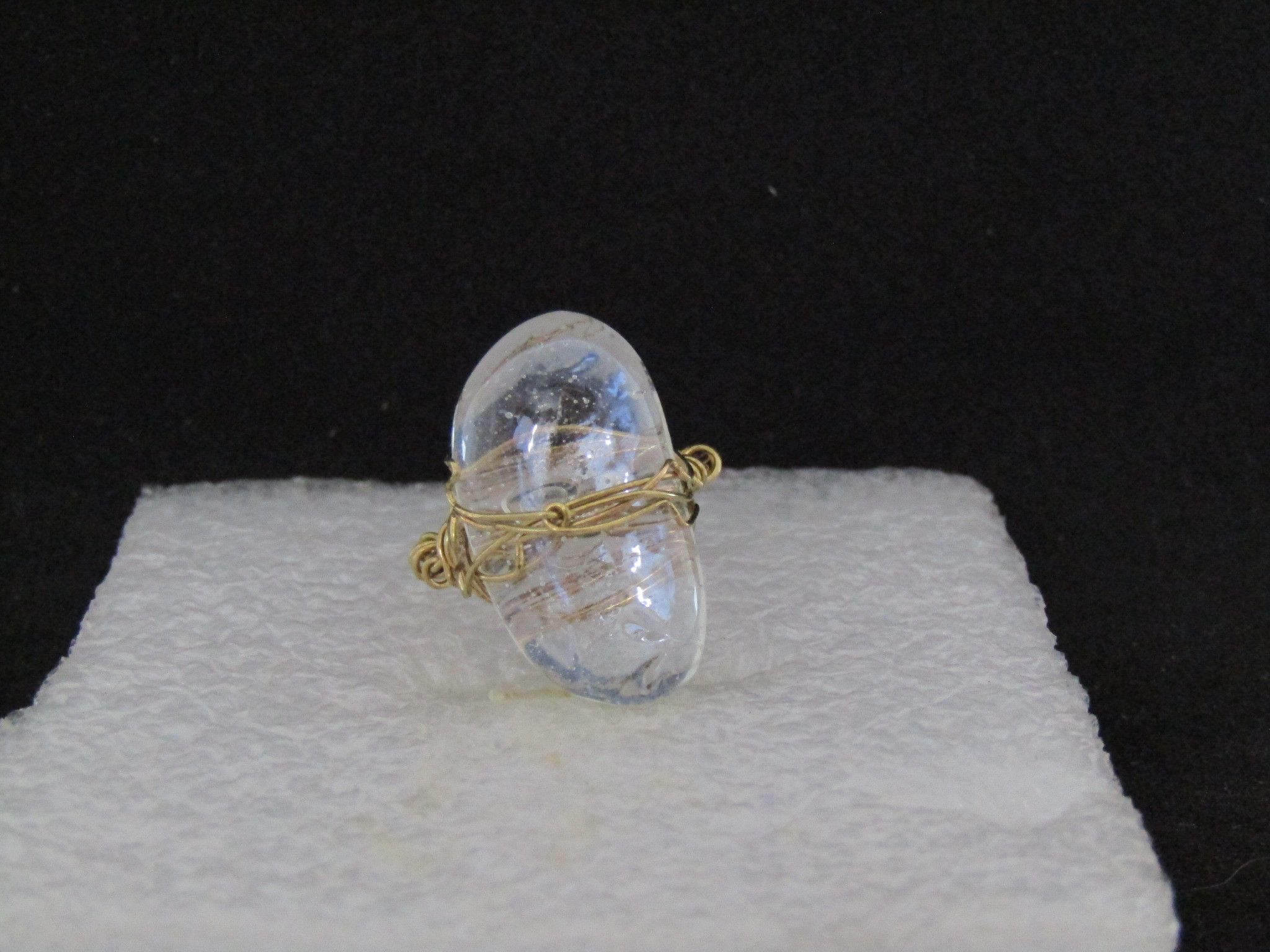 Handmade Clear Glass Wired Ring - Size 4.75 Size ONE SIZE - 1 Thumbnail