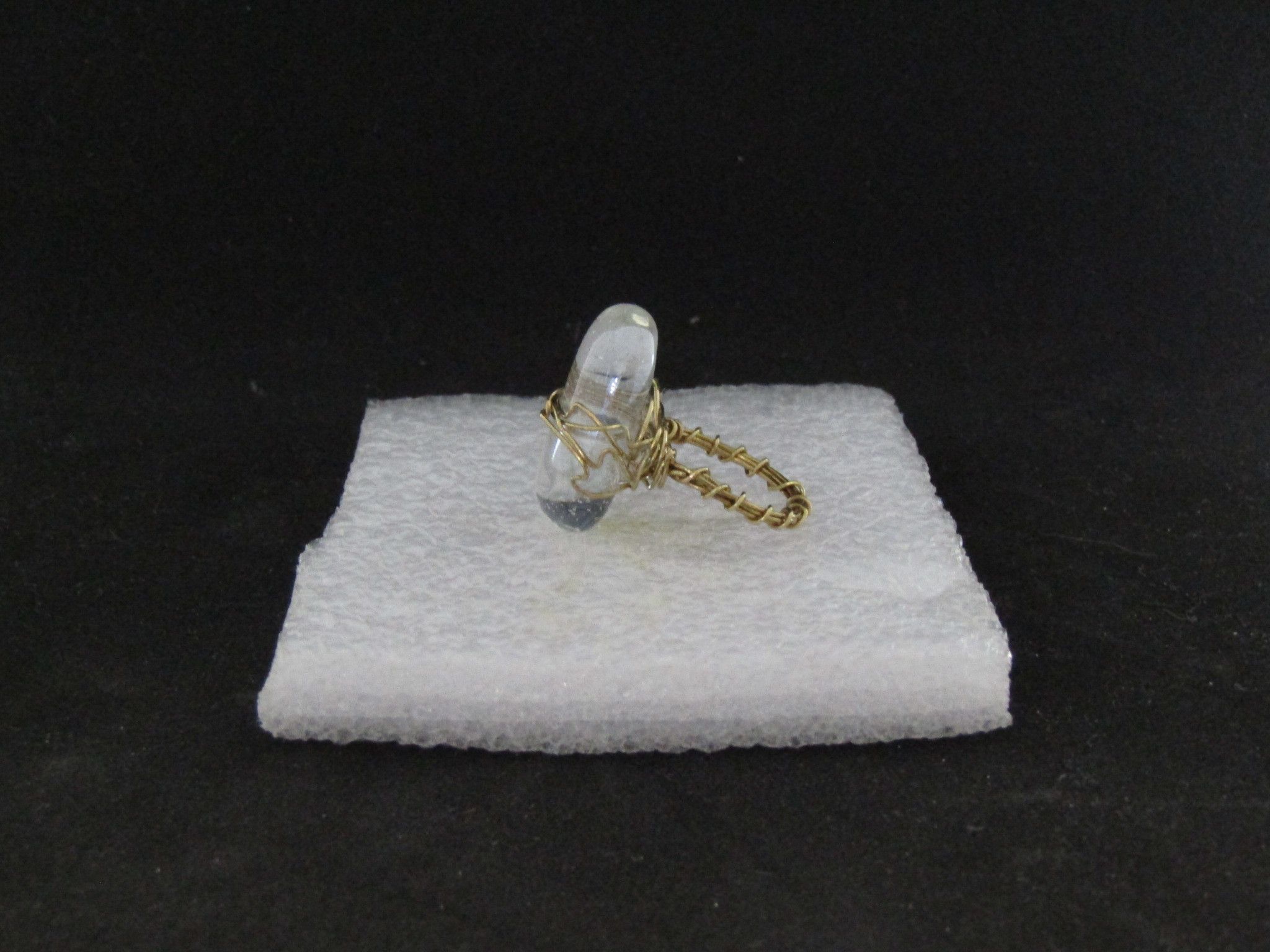 Handmade Clear Glass Wired Ring - Size 4.75 Size ONE SIZE - 2 Thumbnail
