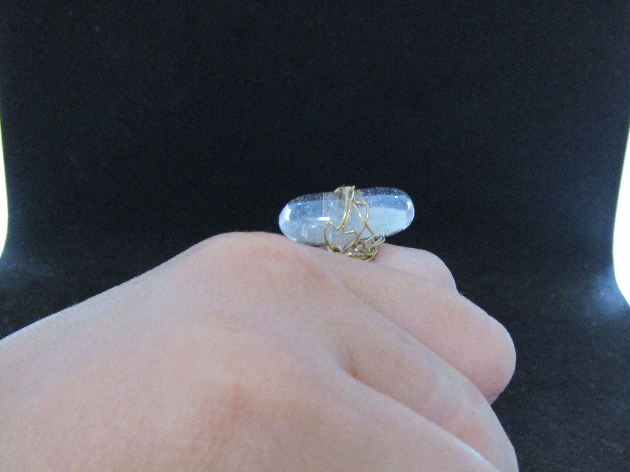 Handmade Clear Glass Wired Ring - Size 4.75 Size ONE SIZE - 5 Thumbnail