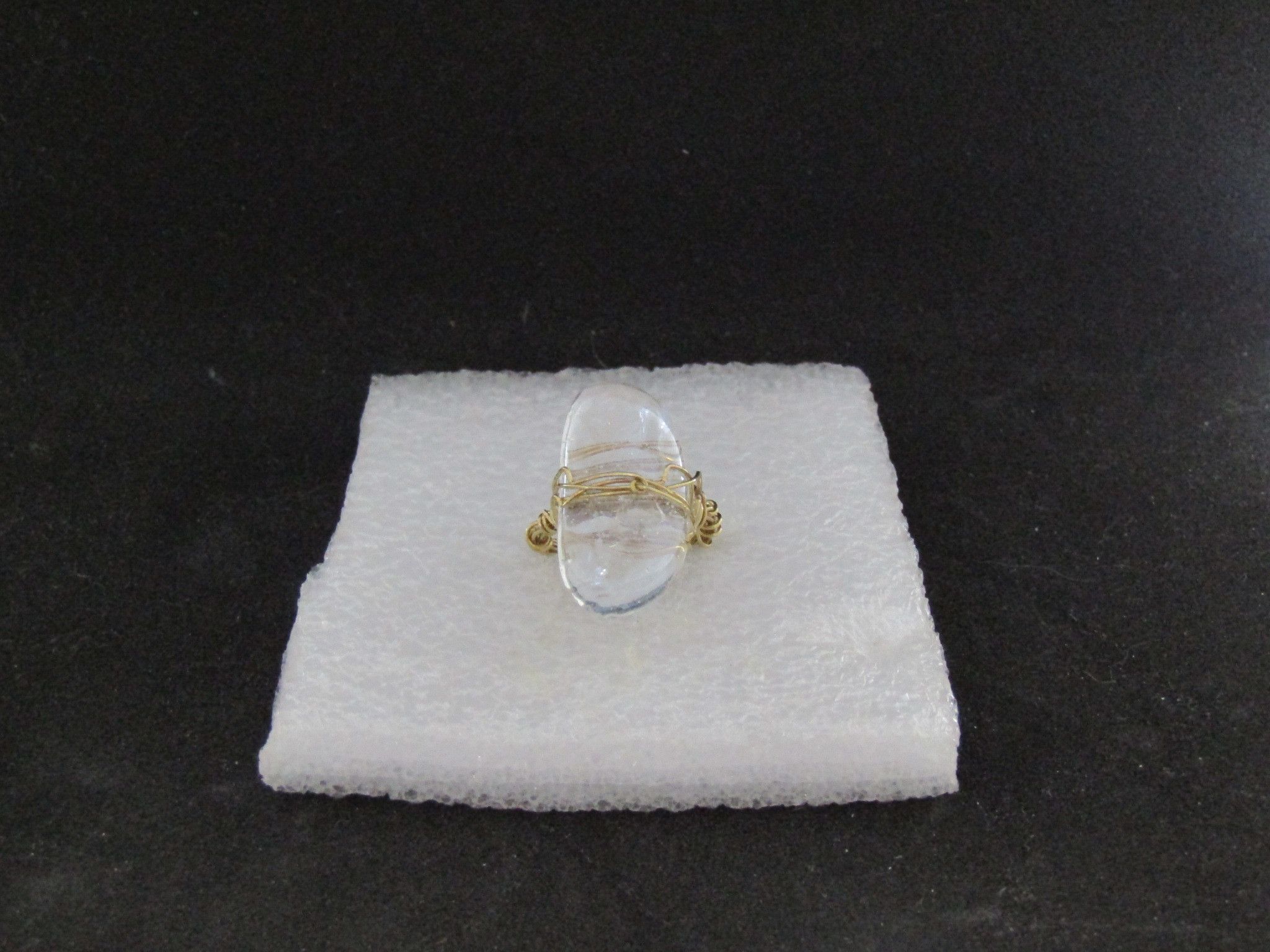 Handmade Clear Glass Wired Ring - Size 4.75 Size ONE SIZE - 3 Thumbnail