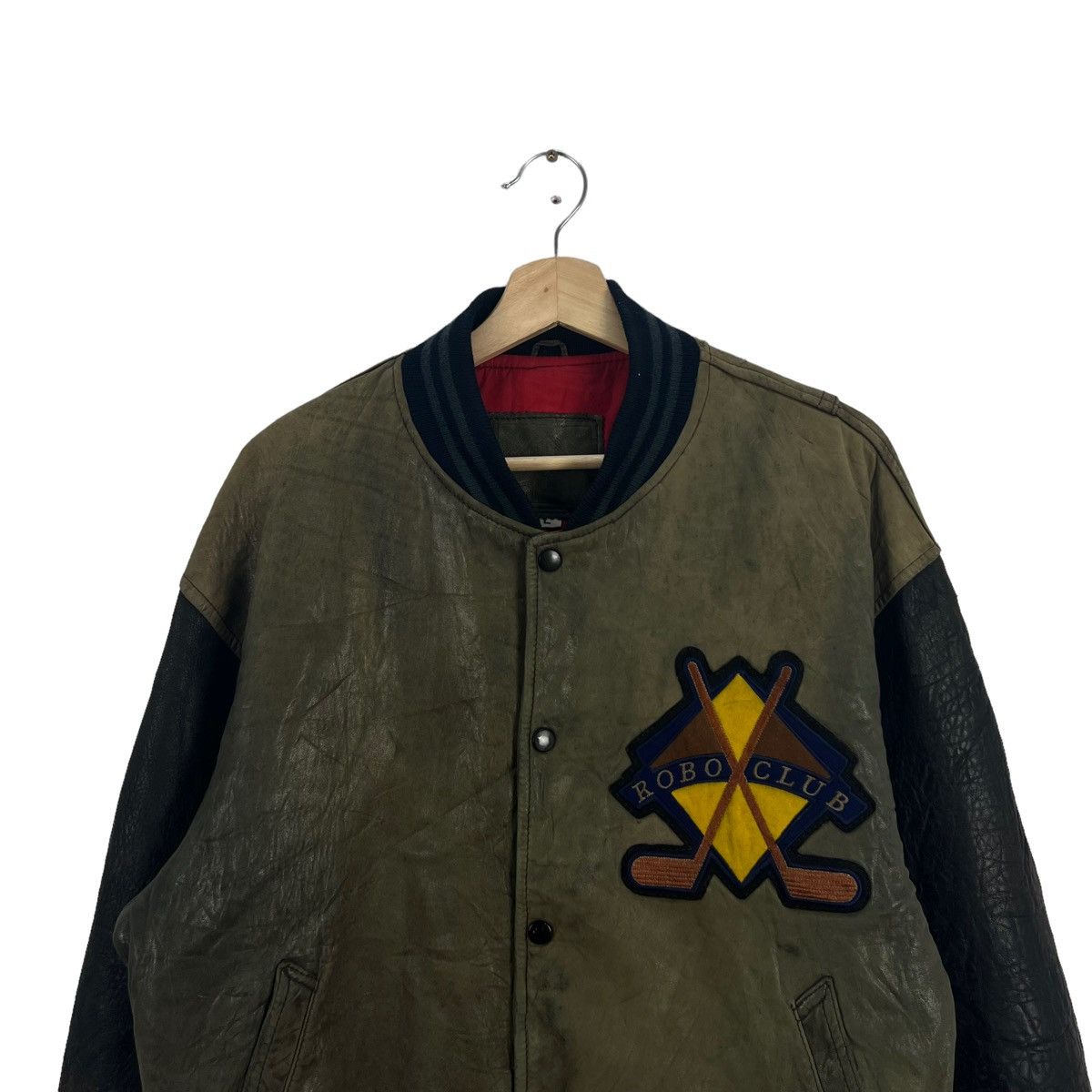 Japanese Brand VINTAGE LEATHER VARSITY JACKET ROBO COLLECTIONCLUB BIG LOGO Size US L / EU 52-54 / 3 - 3 Thumbnail