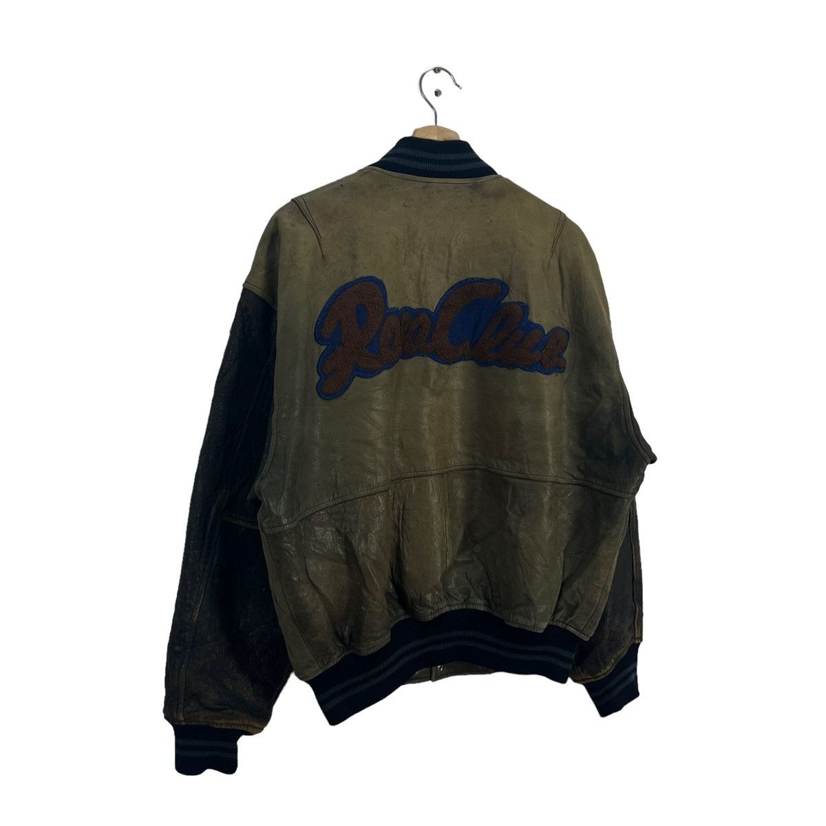 Japanese Brand VINTAGE LEATHER VARSITY JACKET ROBO COLLECTIONCLUB BIG LOGO Size US L / EU 52-54 / 3 - 7 Thumbnail