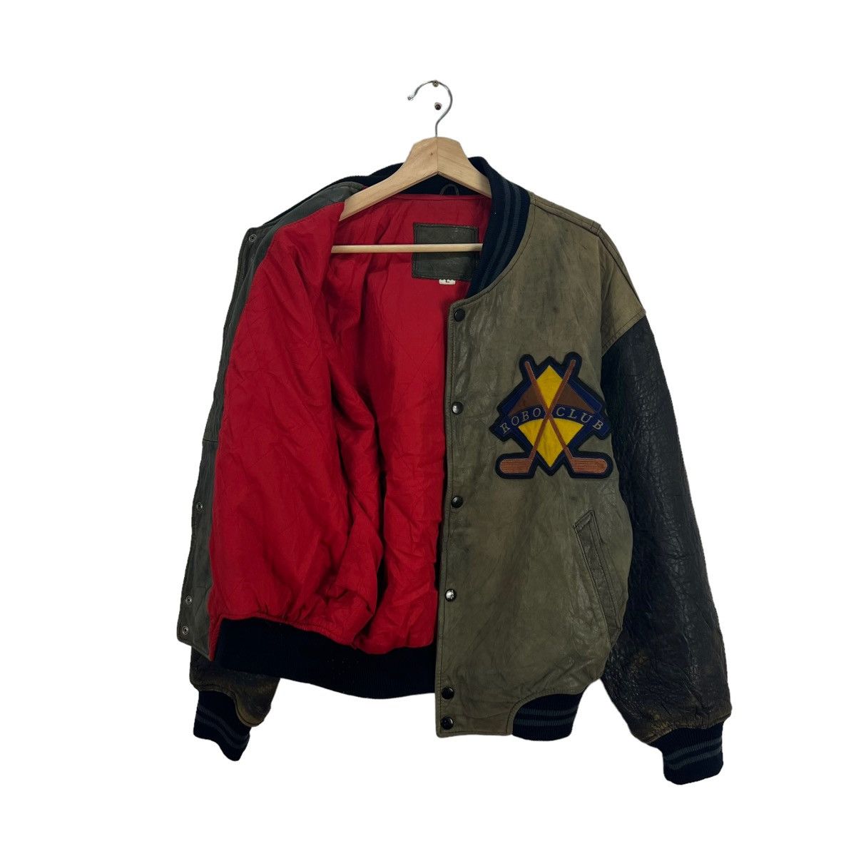Japanese Brand VINTAGE LEATHER VARSITY JACKET ROBO COLLECTIONCLUB BIG LOGO Size US L / EU 52-54 / 3 - 11 Thumbnail