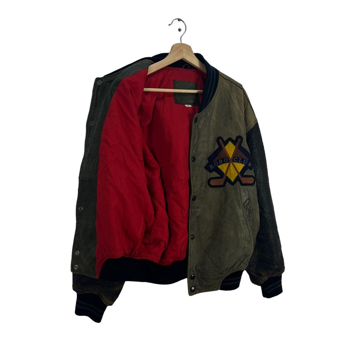 Japanese Brand VINTAGE LEATHER VARSITY JACKET ROBO COLLECTIONCLUB BIG LOGO Size US L / EU 52-54 / 3 - 12 Thumbnail