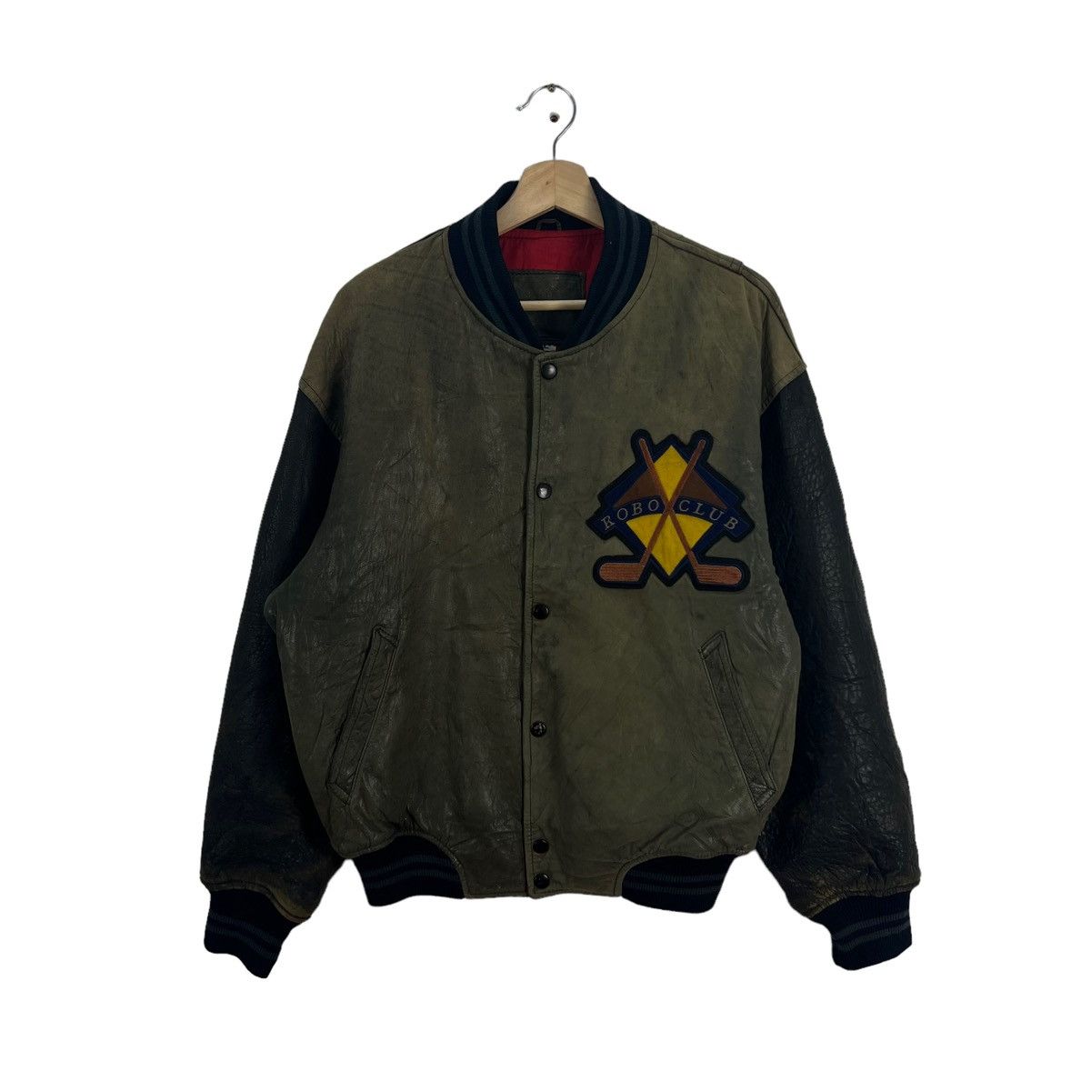 Japanese Brand VINTAGE LEATHER VARSITY JACKET ROBO COLLECTIONCLUB BIG LOGO Size US L / EU 52-54 / 3 - 1 Thumbnail