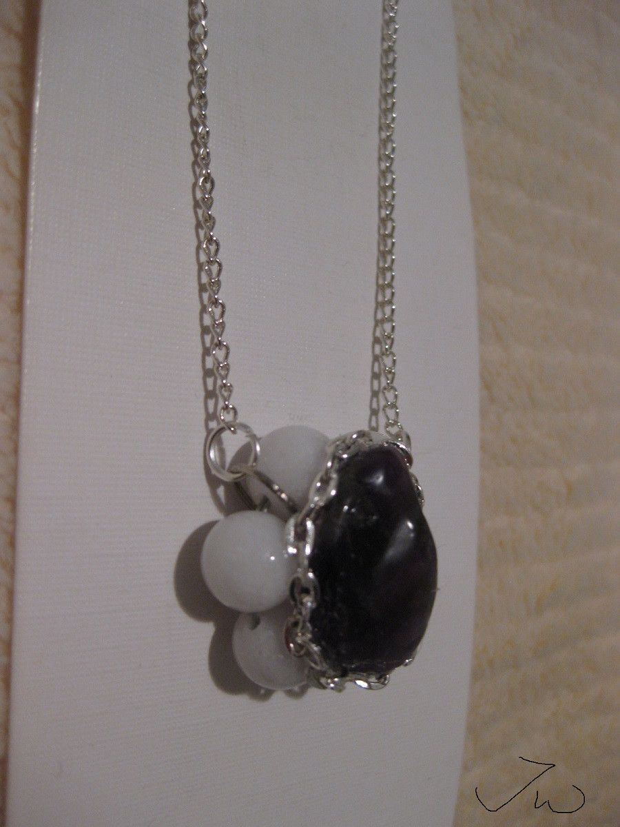 Handmade Amethyst Stone Chain Necklace with Beads Size ONE SIZE - 3 Thumbnail