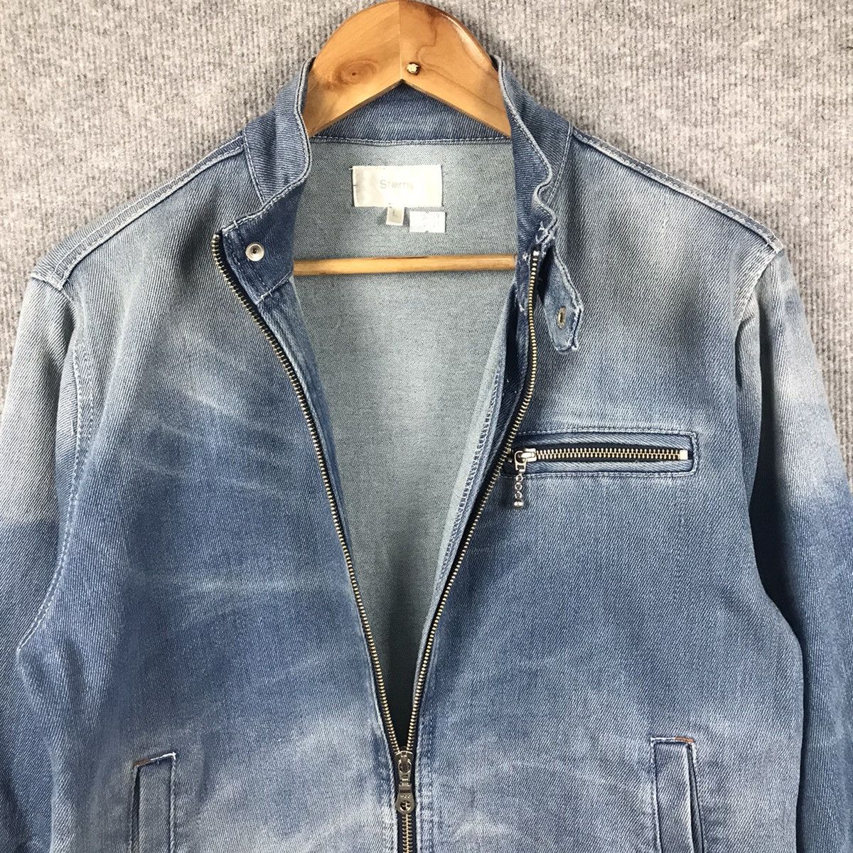 Other DENIM FADED STERNY BIKER BLUE DENIM JACKET Size US L / EU 52-54 / 3 - 5 Thumbnail