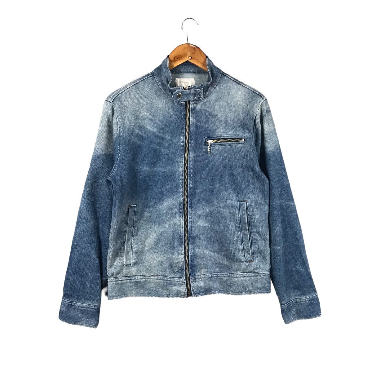 DENIM FADED STERNY BIKER BLUE DENIM JACKET
