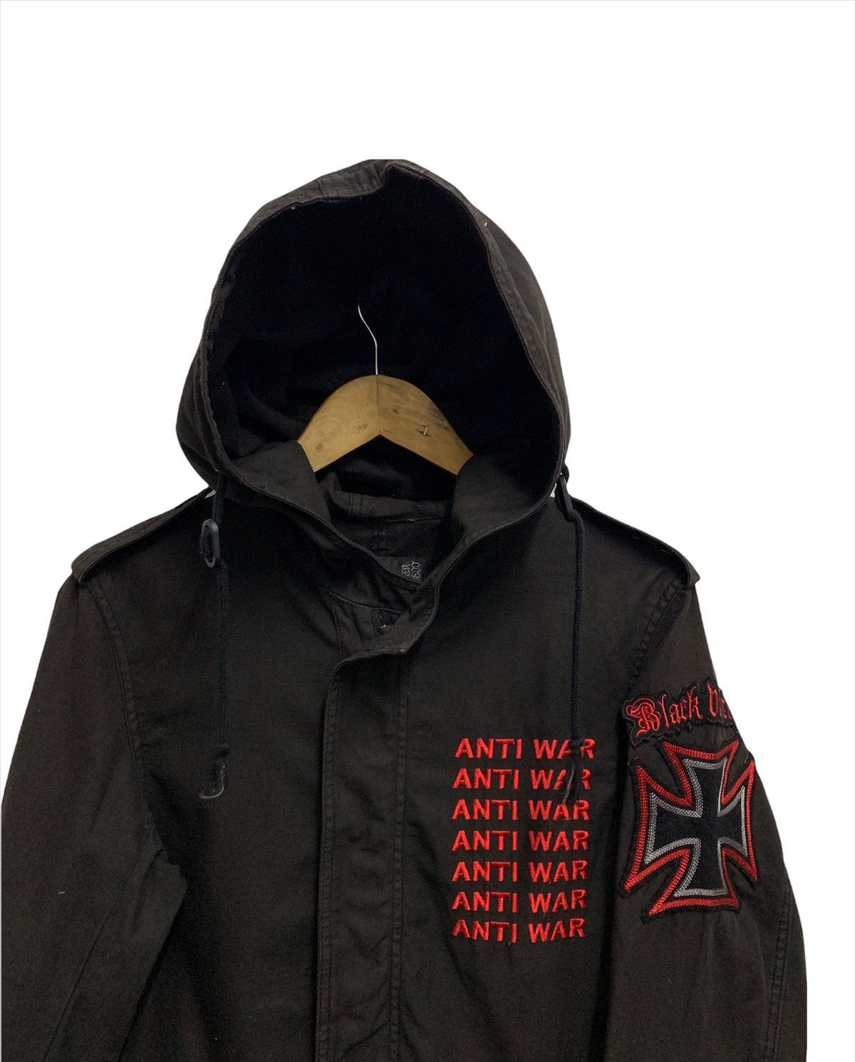 Parka London The Soloist “Anti War” Embroidered FishTail Black Wash Parka Size US M / EU 48-50 / 2 - 1 Thumbnail