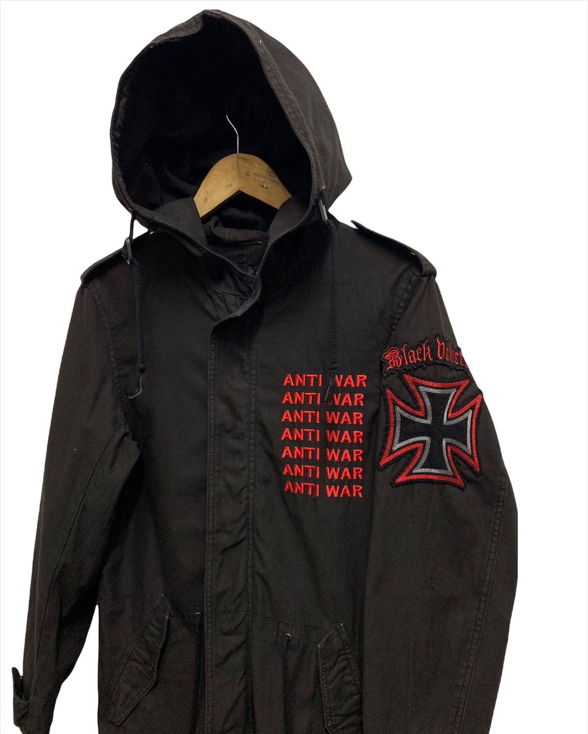 Parka London The Soloist “Anti War” Embroidered FishTail Black Wash Parka Size US M / EU 48-50 / 2 - 2 Thumbnail