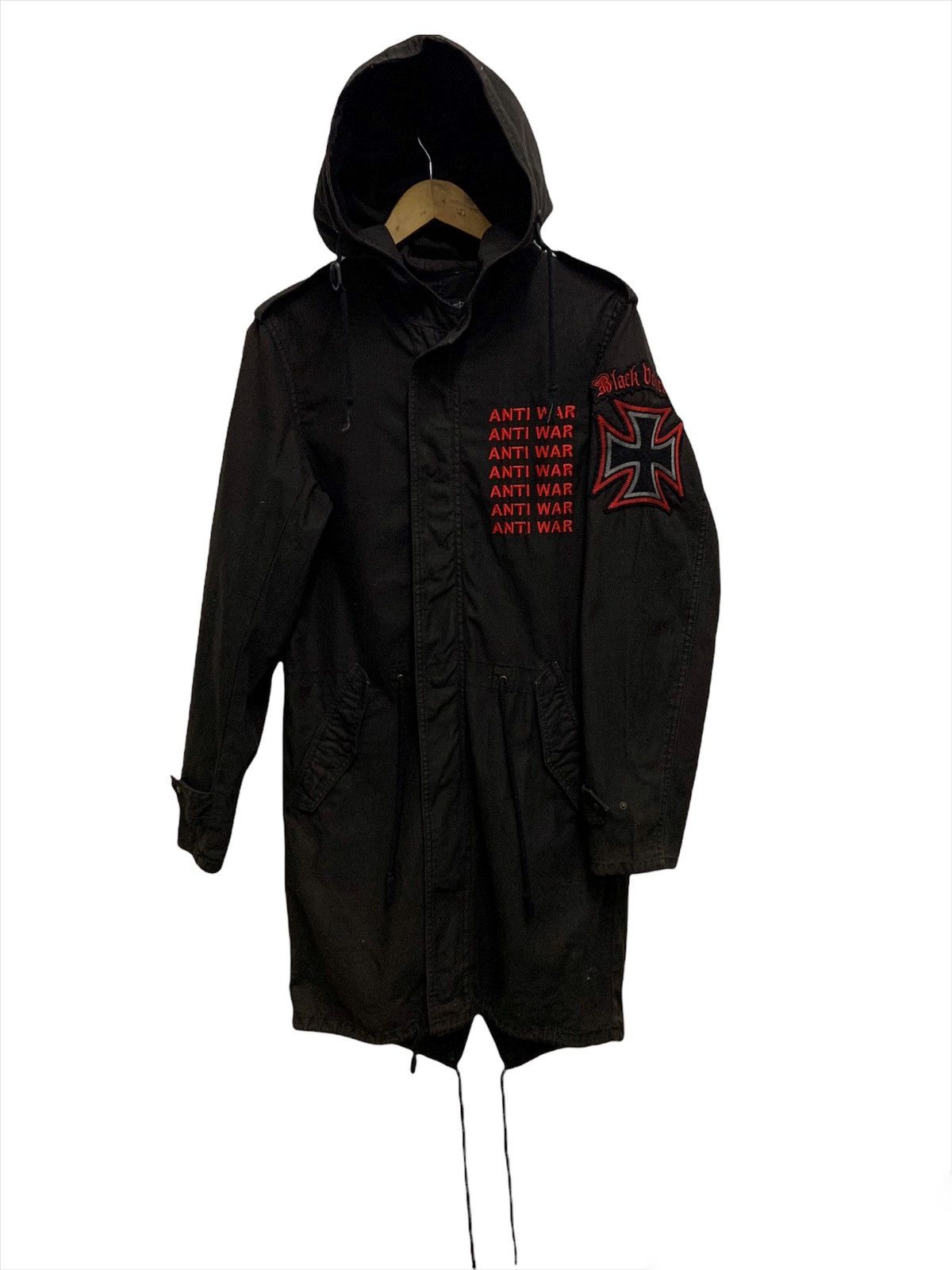 Parka London The Soloist “Anti War” Embroidered FishTail Black Wash Parka Size US M / EU 48-50 / 2 - 3 Thumbnail