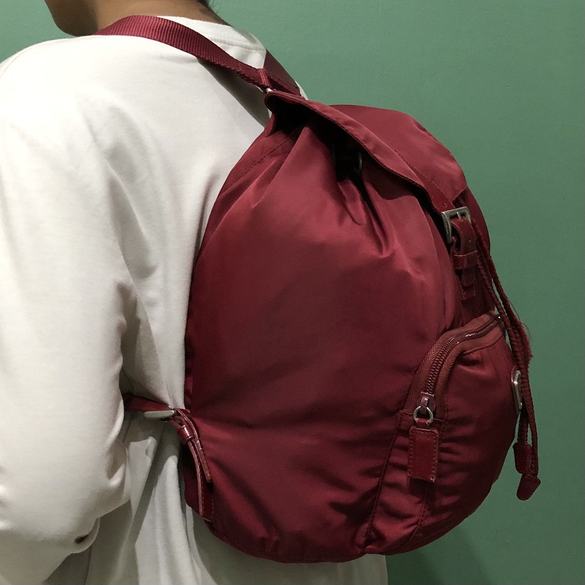 Prada Prada Red Naylon Backpack Size ONE SIZE - 3 Thumbnail