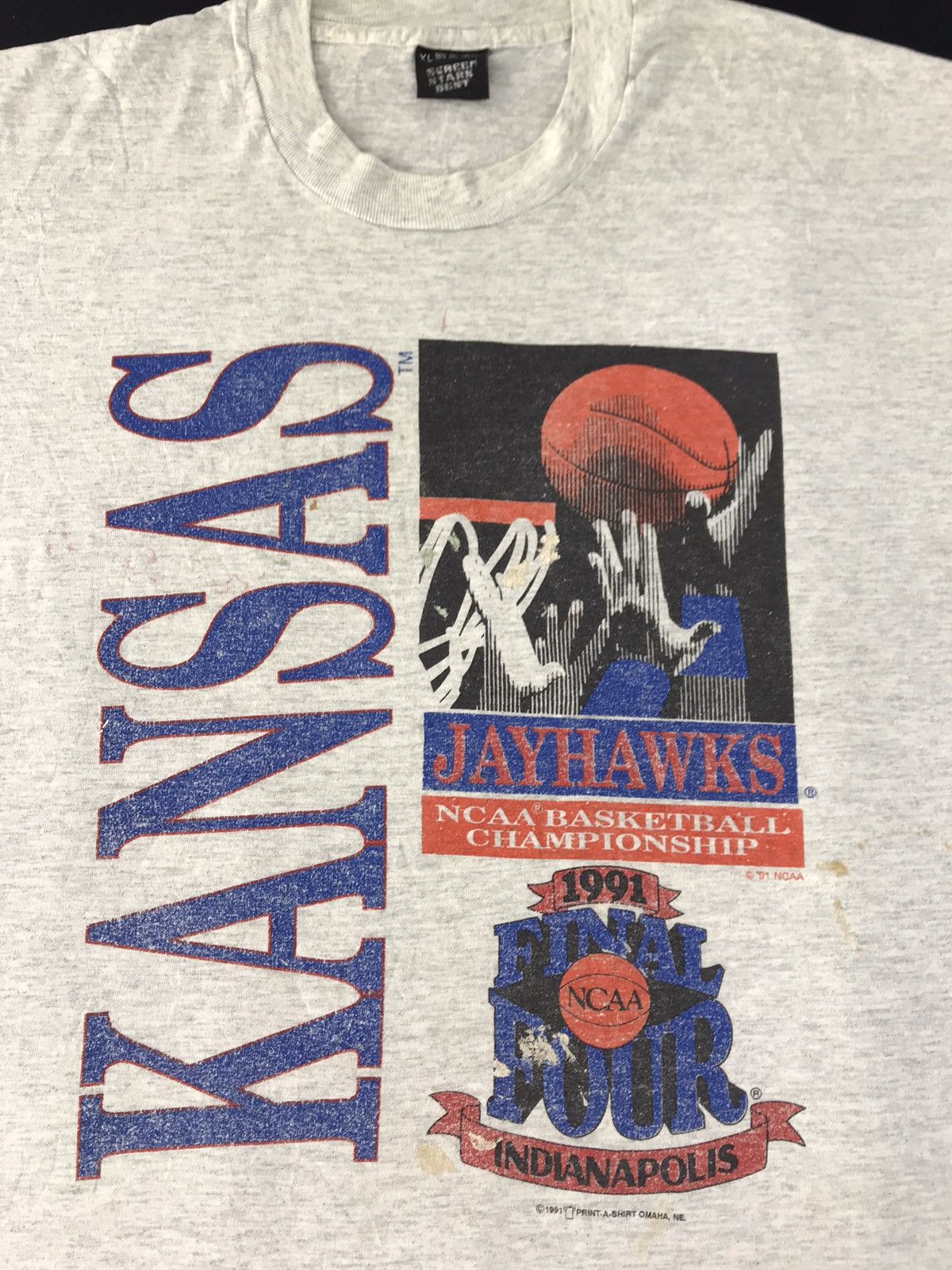 NCAA 90s NCAA Basketball Jayhawks Kansas Indianapolis Tour Tee Size US XL / EU 56 / 4 - 4 Thumbnail