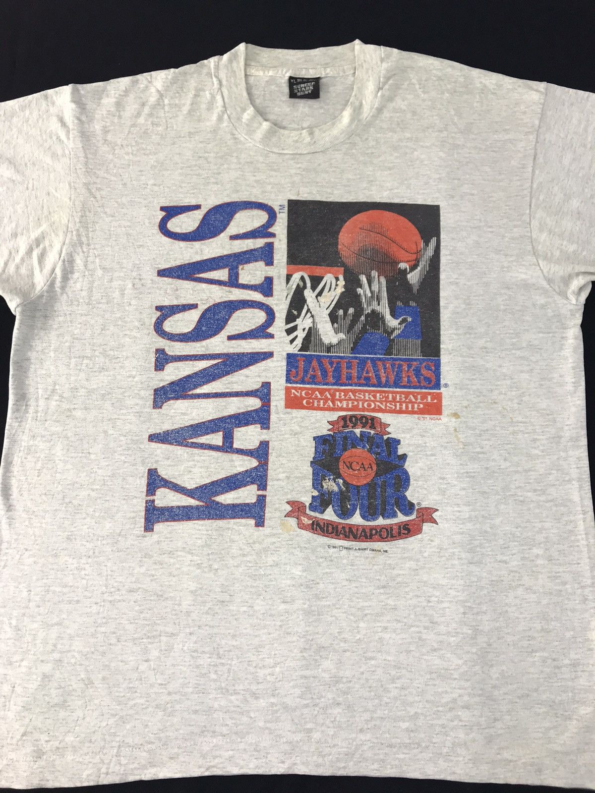 NCAA 90s NCAA Basketball Jayhawks Kansas Indianapolis Tour Tee Size US XL / EU 56 / 4 - 2 Thumbnail