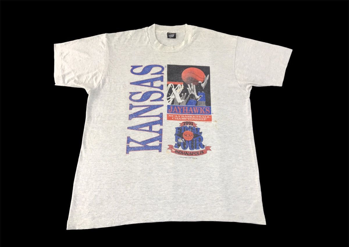 NCAA 90s NCAA Basketball Jayhawks Kansas Indianapolis Tour Tee Size US XL / EU 56 / 4 - 1 Thumbnail