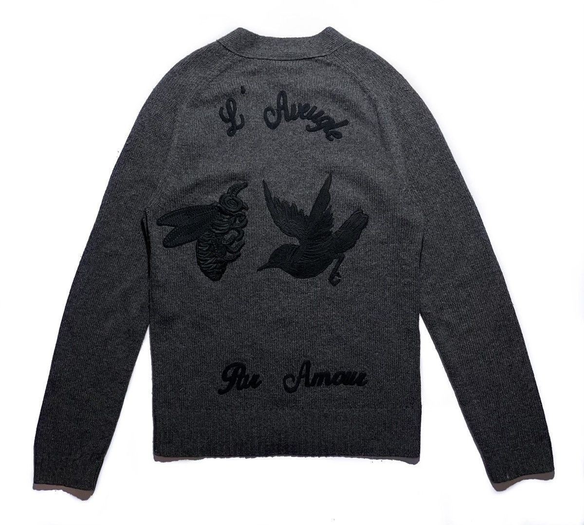 image of Gucci Par Amour Wool Cardigan in Grey, Men's (Size Small)