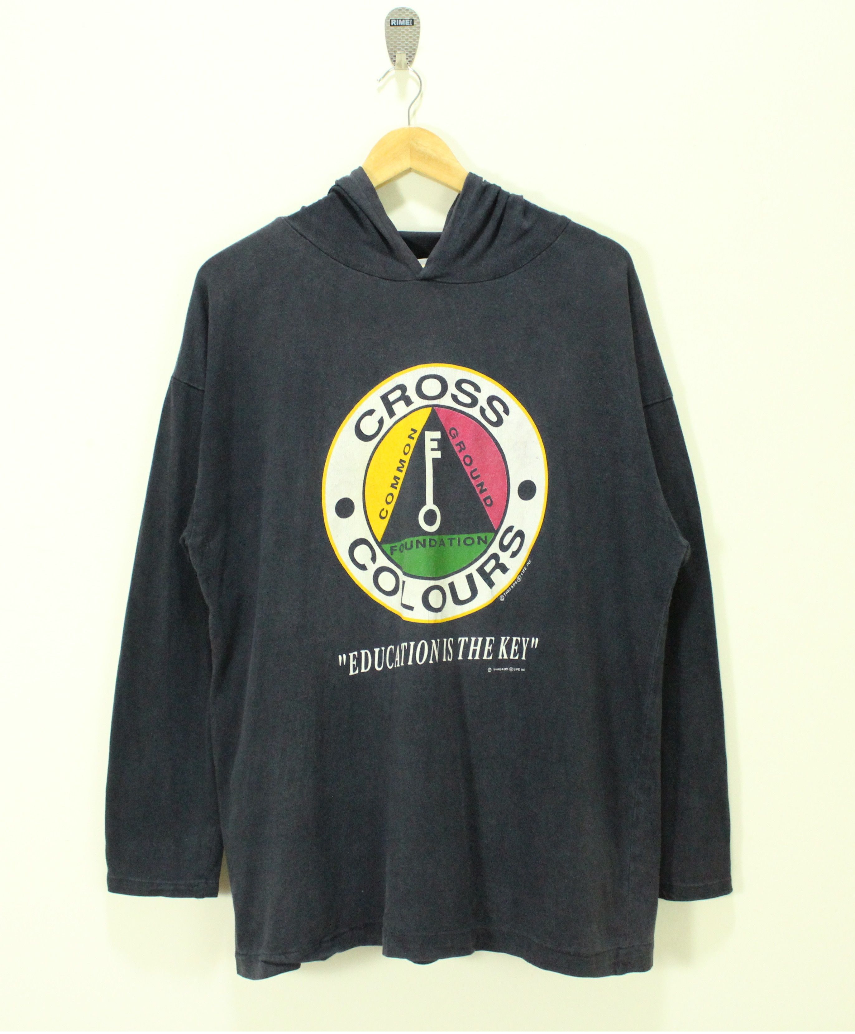 image of Vintage 90's Cross Colours Shirt Hoodie Faded, Men's (Size Large)
