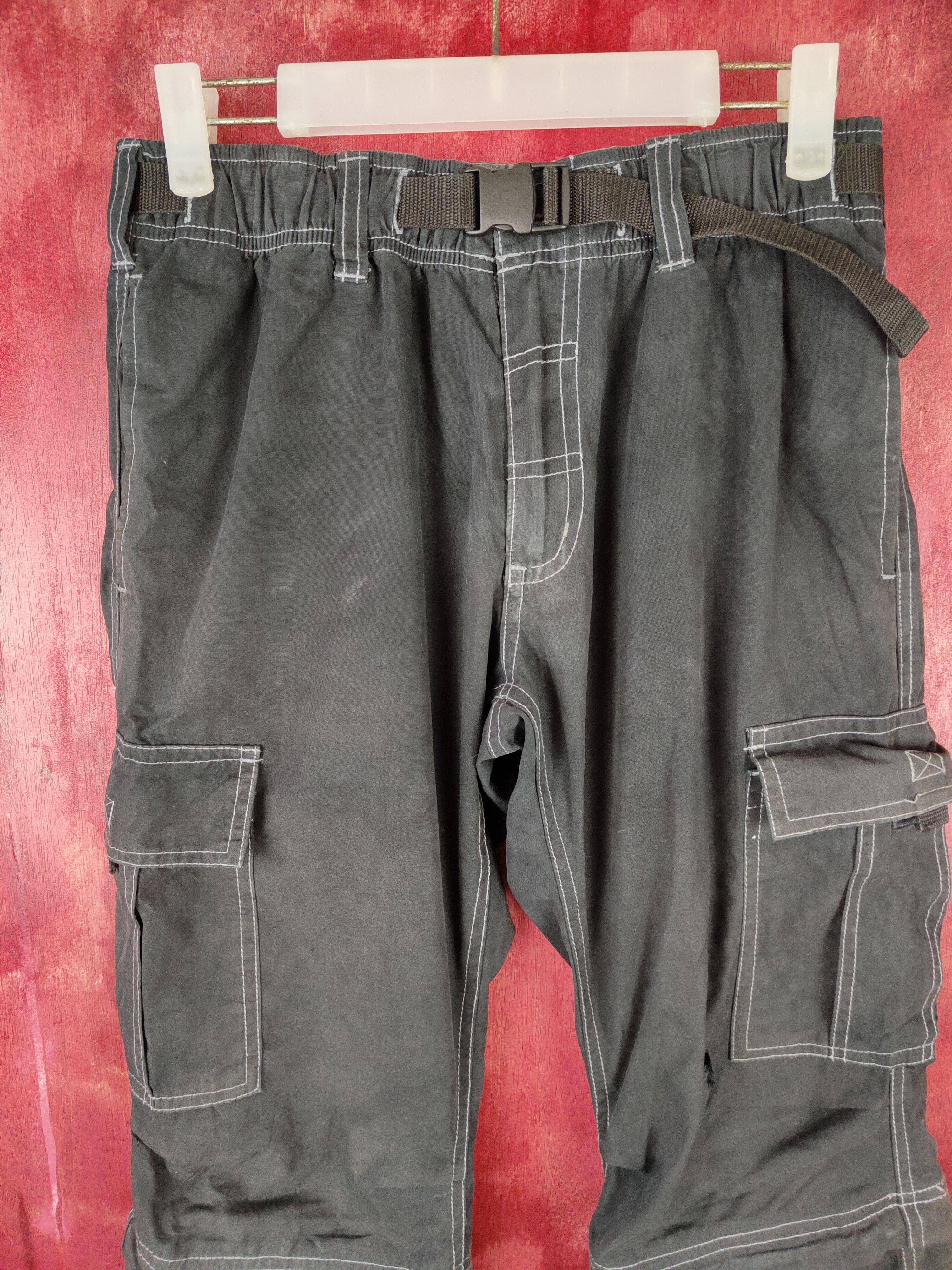 Japanese Brand × Vintage Japanese Brand Black Multi Pocket Tactical Cargo Pants #S552 Size US 29 - 2 Thumbnail