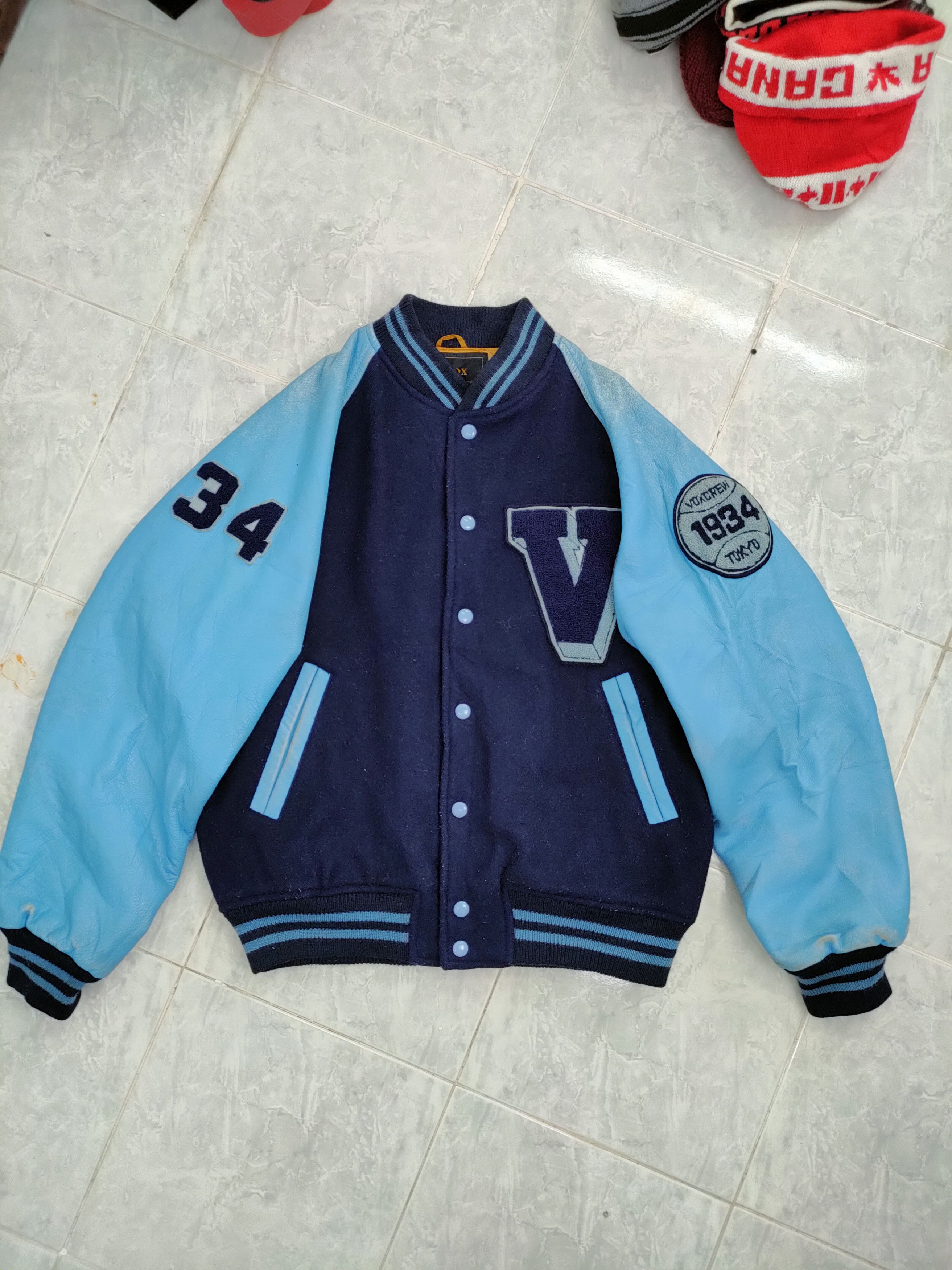 Vintage DLL VoxCrew 1934 Tokyo Varsity Leather Jacket #A368 Size US M / EU 48-50 / 2 - 16 Thumbnail