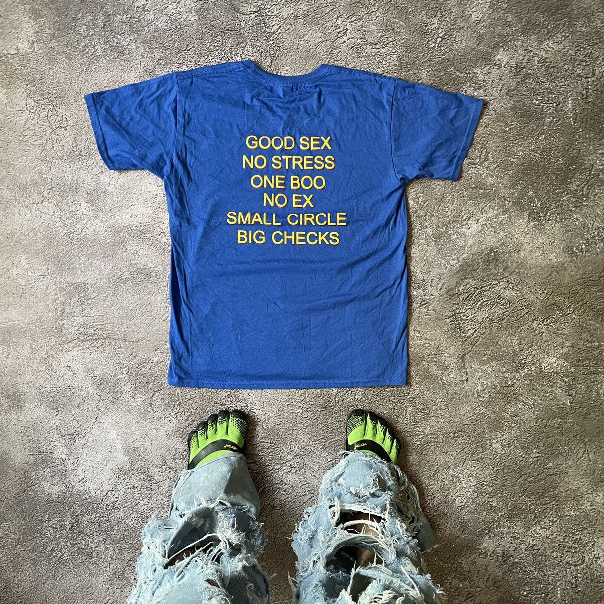 Vintage Vintage Y2K Graphic Tee Good Sex No Stress Slogan Blue M Size US M / EU 48-50 / 2 - 1 Thumbnail