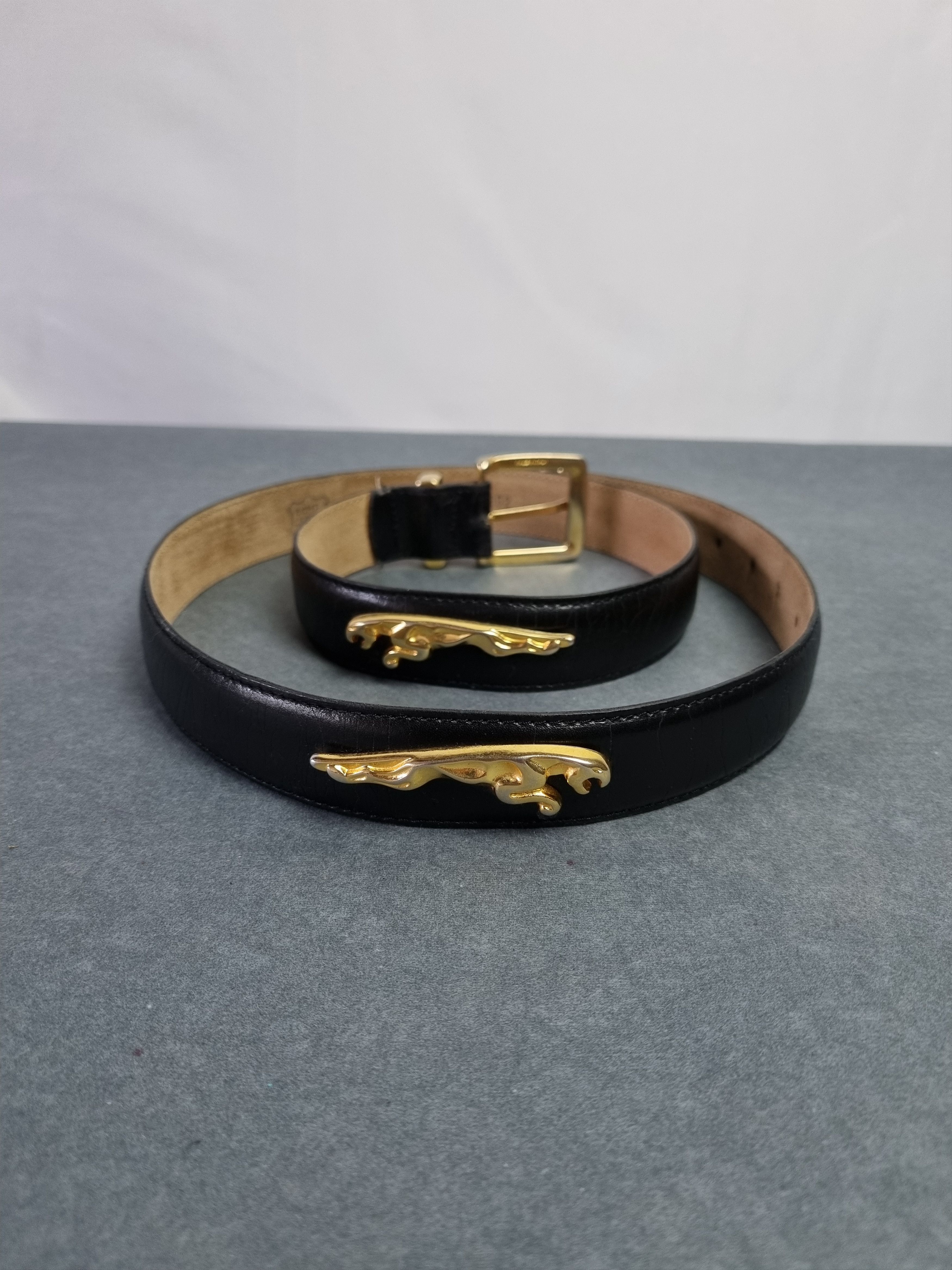 Jaguar Gold Logo Leather Belt