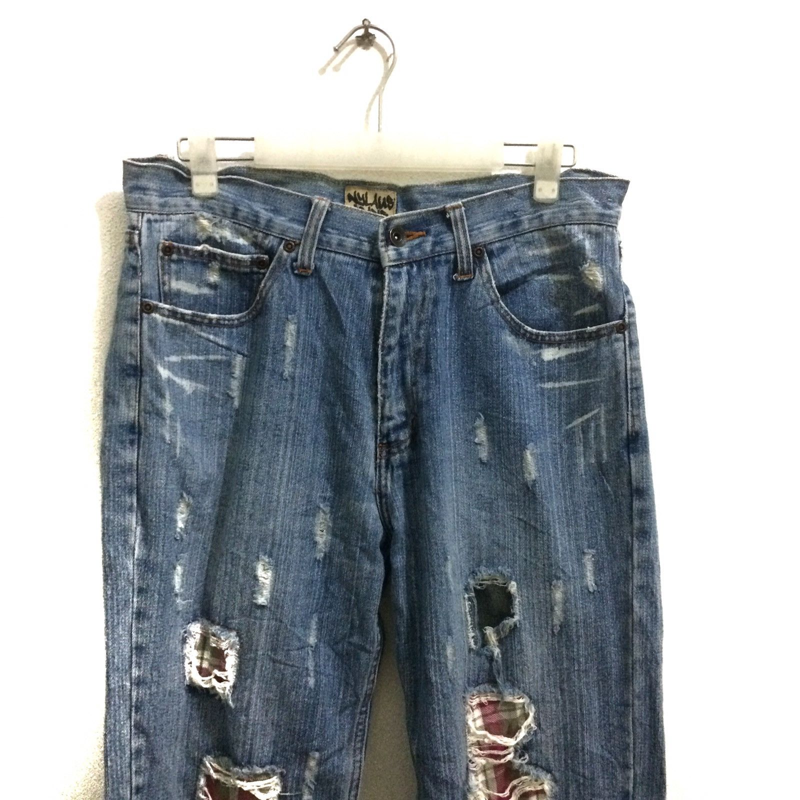 14th Addiction × If Six Was Nine × Japanese Brand Designer Nylaus Jeans Distressed Patchwork Flare Jeans Size US 32 / EU 48 - 2 Thumbnail