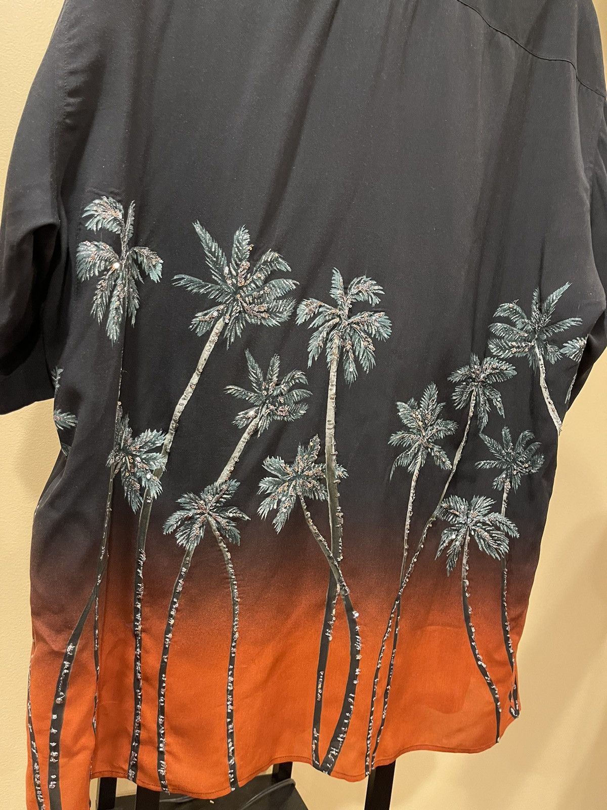 Celine × Hedi Slimane Celine Sequin-Embellished Palm Trees Printed Degrade Shirt Size US L / EU 52-54 / 3 - 4 Thumbnail
