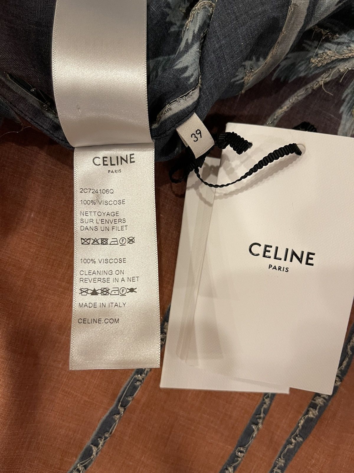 Celine × Hedi Slimane Celine Sequin-Embellished Palm Trees Printed Degrade Shirt Size US L / EU 52-54 / 3 - 15 Thumbnail