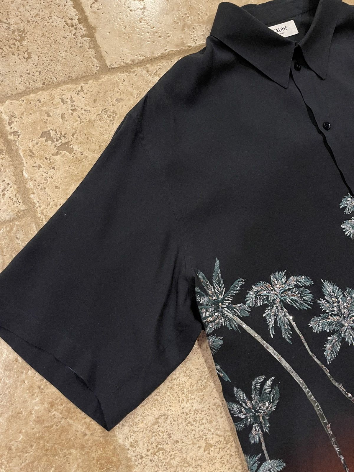 Celine × Hedi Slimane Celine Sequin-Embellished Palm Trees Printed Degrade Shirt Size US L / EU 52-54 / 3 - 11 Thumbnail
