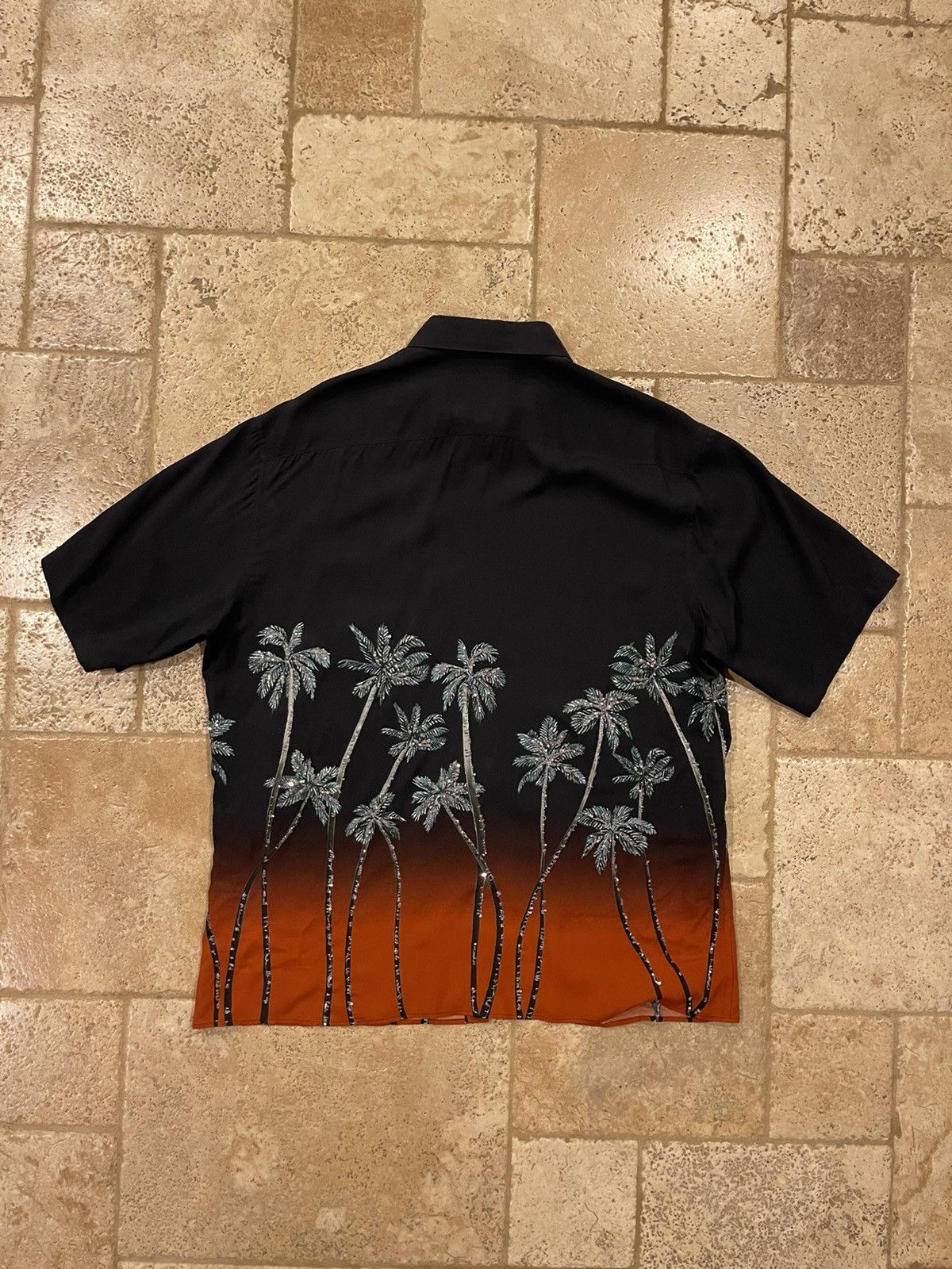 Celine × Hedi Slimane Celine Sequin-Embellished Palm Trees Printed Degrade Shirt Size US L / EU 52-54 / 3 - 9 Thumbnail