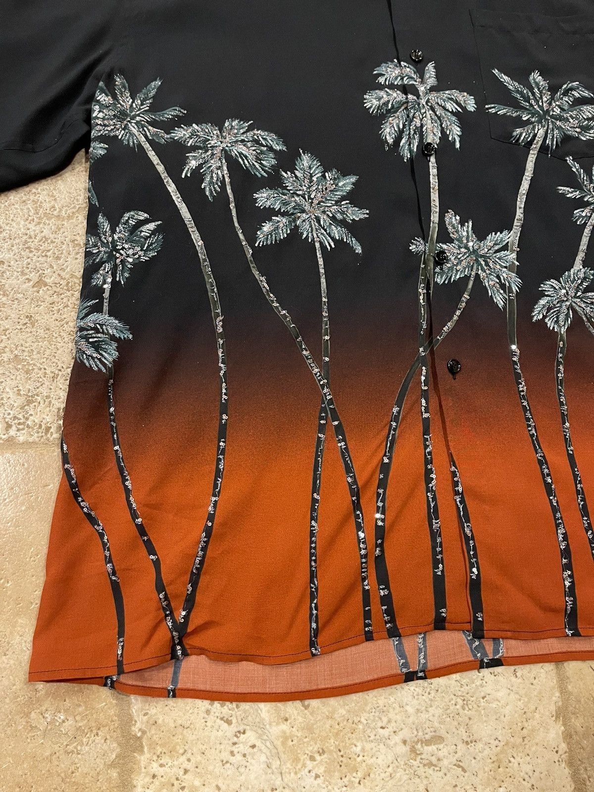 Celine × Hedi Slimane Celine Sequin-Embellished Palm Trees Printed Degrade Shirt Size US L / EU 52-54 / 3 - 8 Thumbnail