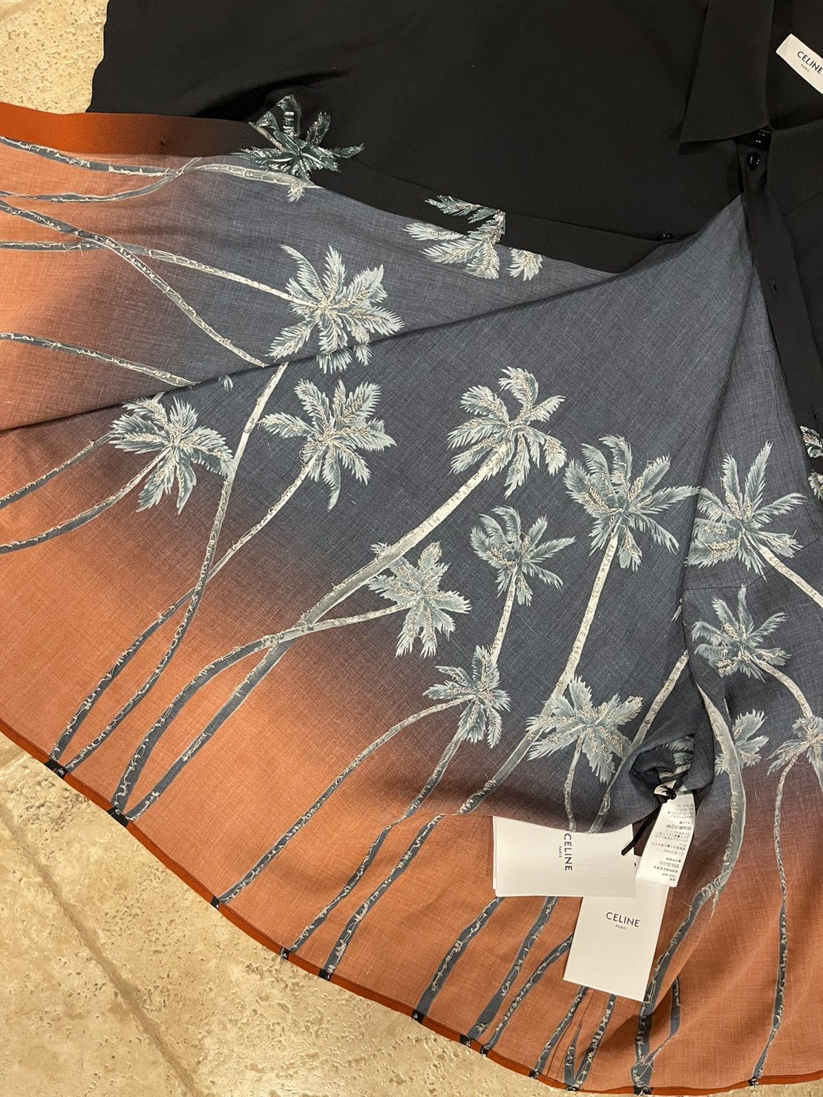 Celine × Hedi Slimane Celine Sequin-Embellished Palm Trees Printed Degrade Shirt Size US L / EU 52-54 / 3 - 13 Thumbnail