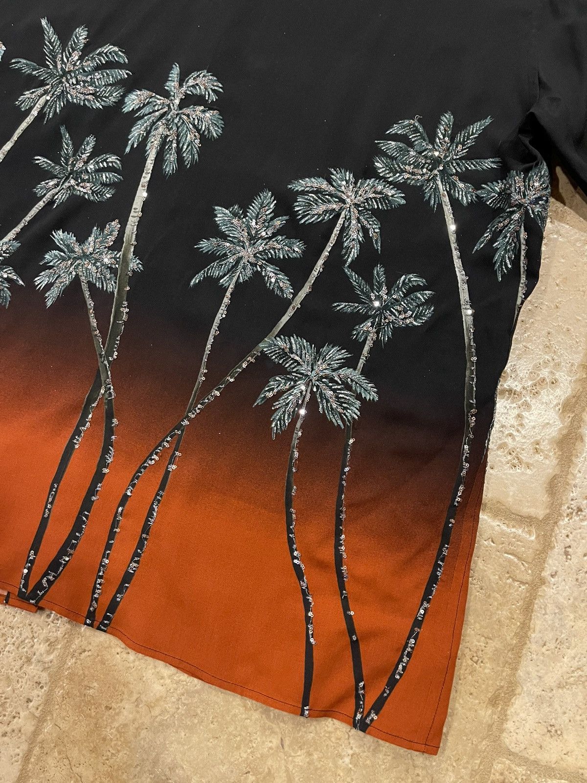 Celine × Hedi Slimane Celine Sequin-Embellished Palm Trees Printed Degrade Shirt Size US L / EU 52-54 / 3 - 10 Thumbnail