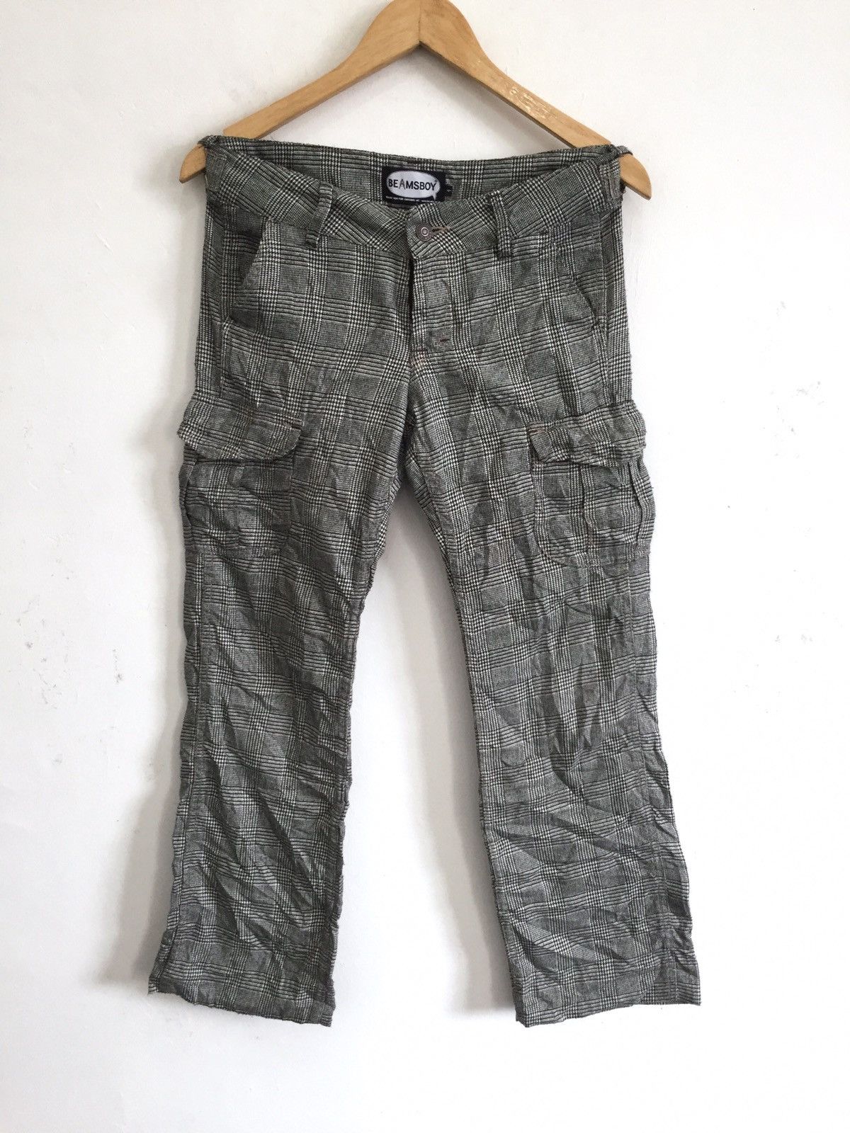 image of Beams Plus Og Beams Japan Checked Tactical Cargo Pants in Grey, Men's (Size 26)
