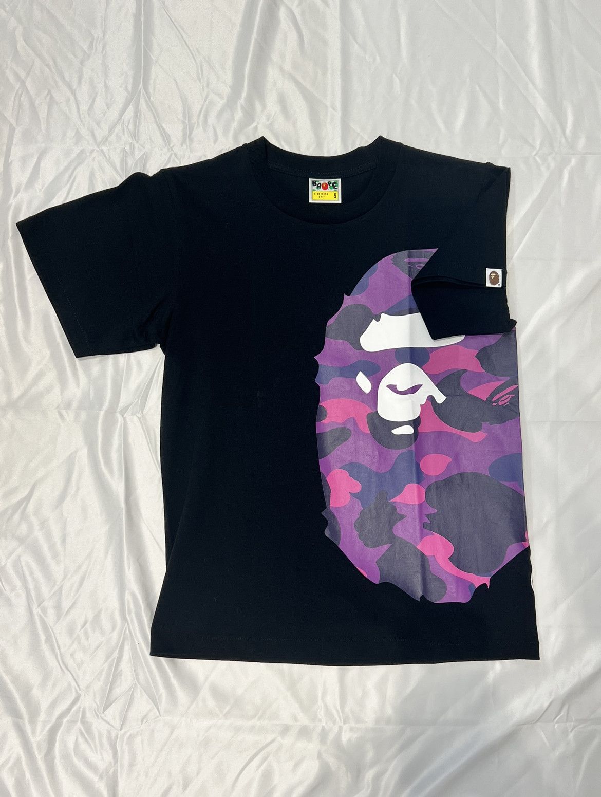 Bape BAPE Color Camo Side Big Ape Head Tee Black Purple Grailed