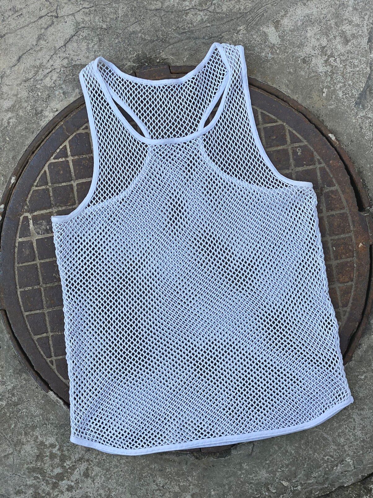 Pre-owned Avant Garde X Vintage Mesh Knit Tank Top Issey Miyake Style In White