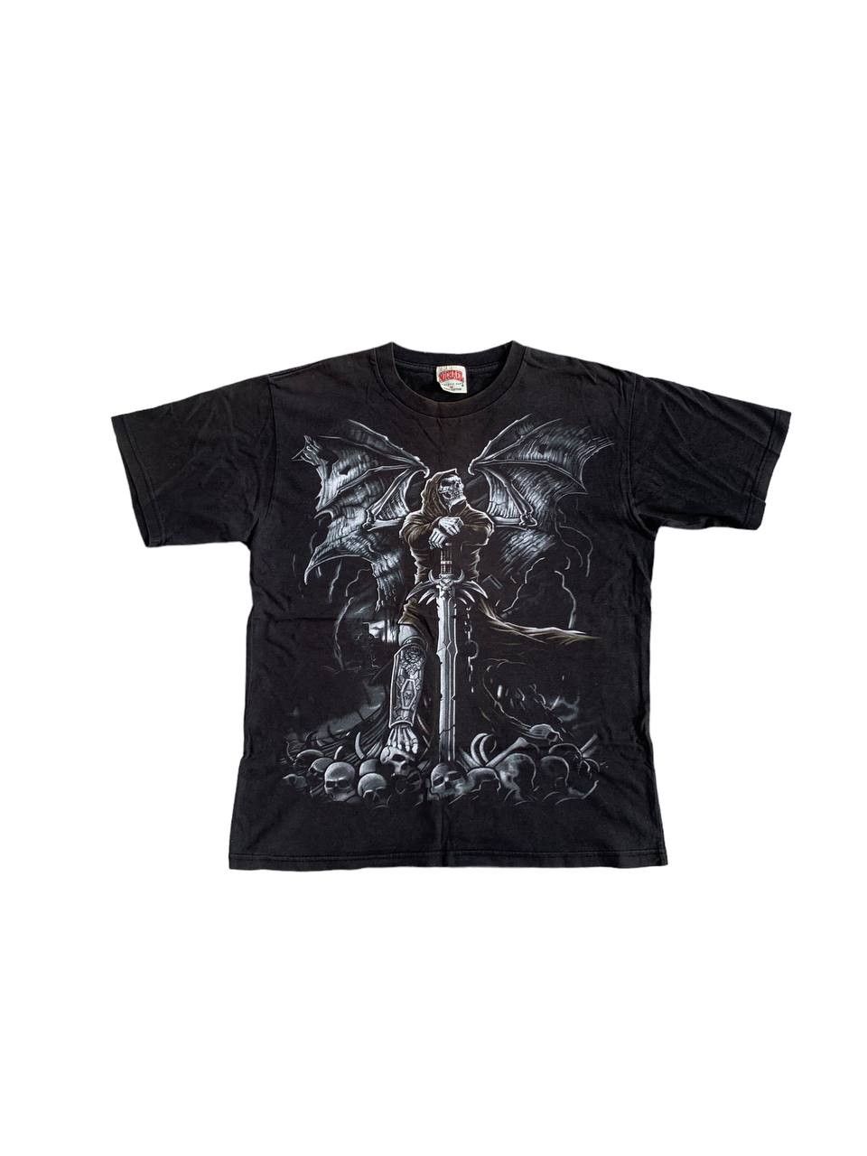 image of Vintage Grim Reaper Skullpile Death Angel Graphic Tee in Black, Men's (Size Medium)