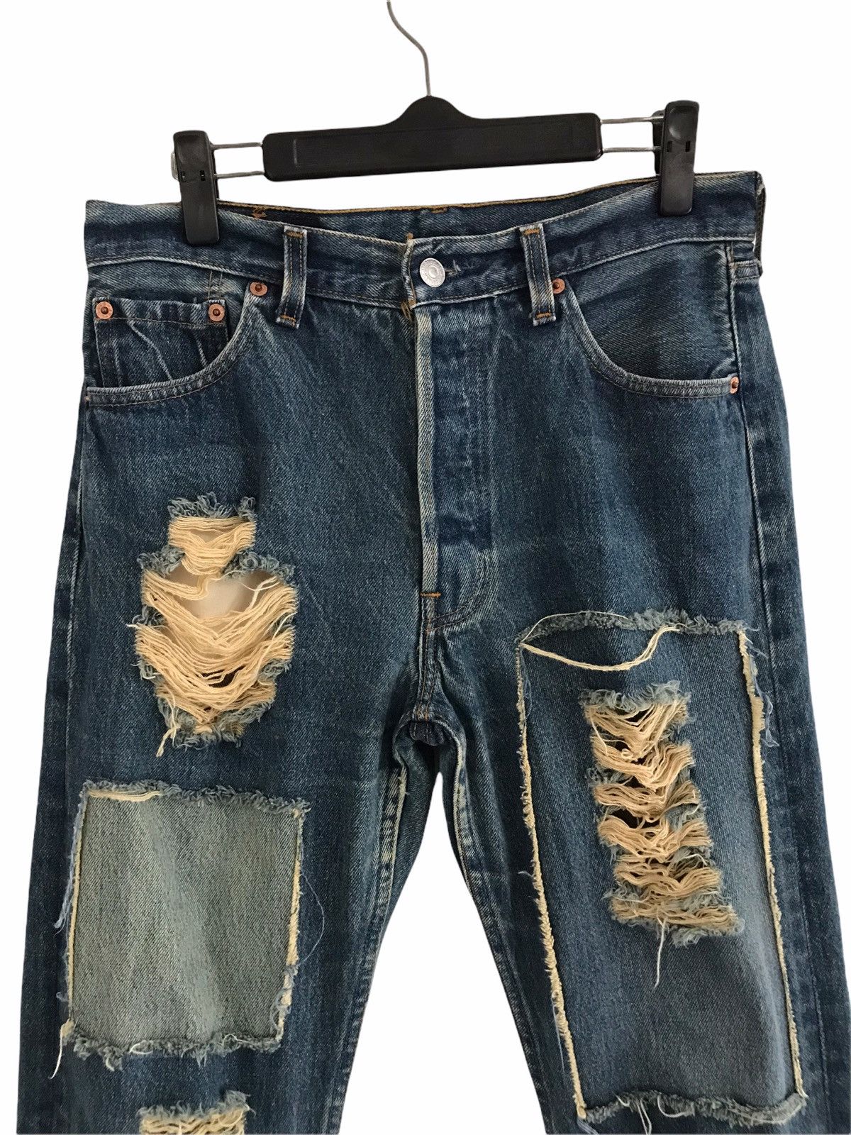 Levi's Vintage Clothing Vintage Levi’s 501 Destroyed Denim Jeans #524 Button Size US 31 - 2 Thumbnail