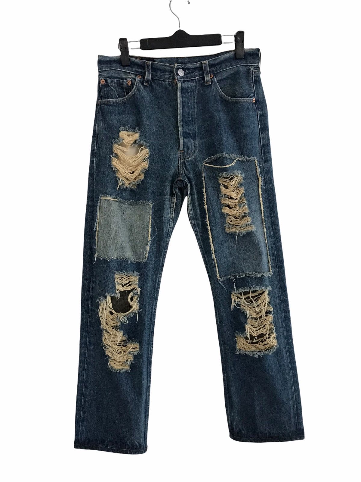Levi's Vintage Clothing Vintage Levi’s 501 Destroyed Denim Jeans #524 Button Size US 31 - 1 Thumbnail