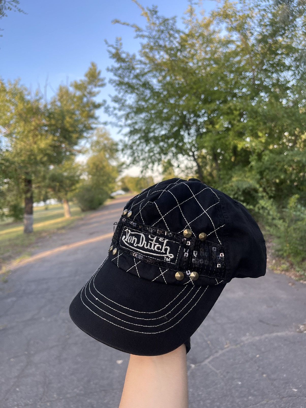 Vintage Vintage Von Dutch Black Rhinestones Hat Cap Y2K Size ONE SIZE - 7 Thumbnail